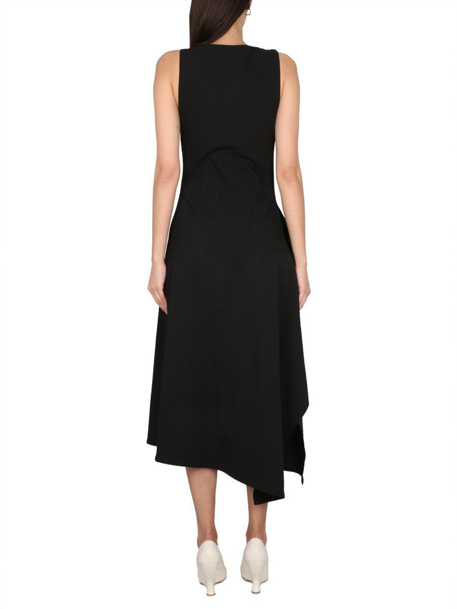 BOTTEGA VENETA Asymmetrical Midi Dress In Black Product Image