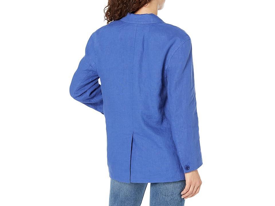 Madewell Double-Breasted Crossover Blazer in 100% Linen (Bluestone) Women's Clothing Product Image