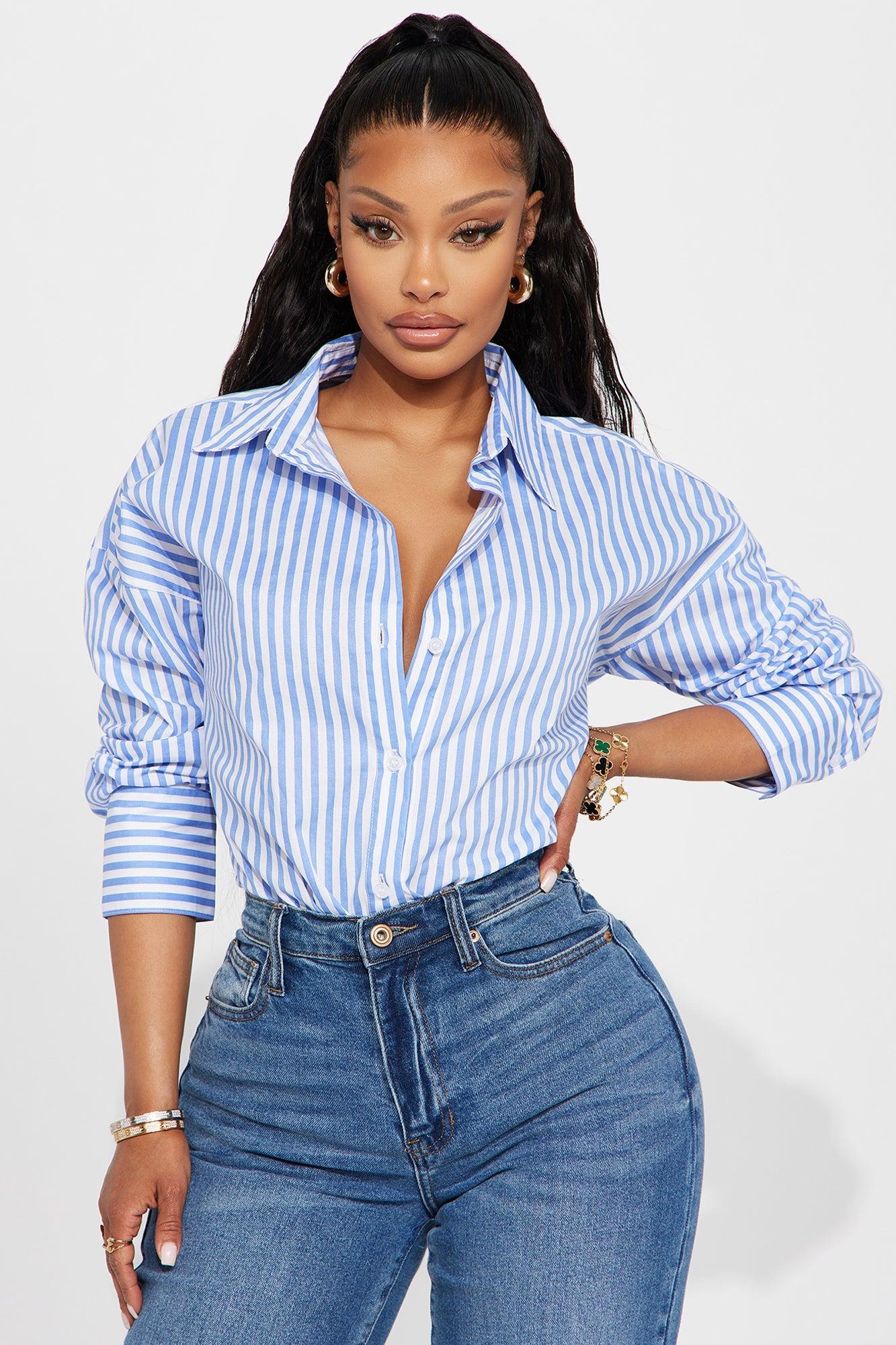 Newport Striped Shirt - White/Blue Product Image