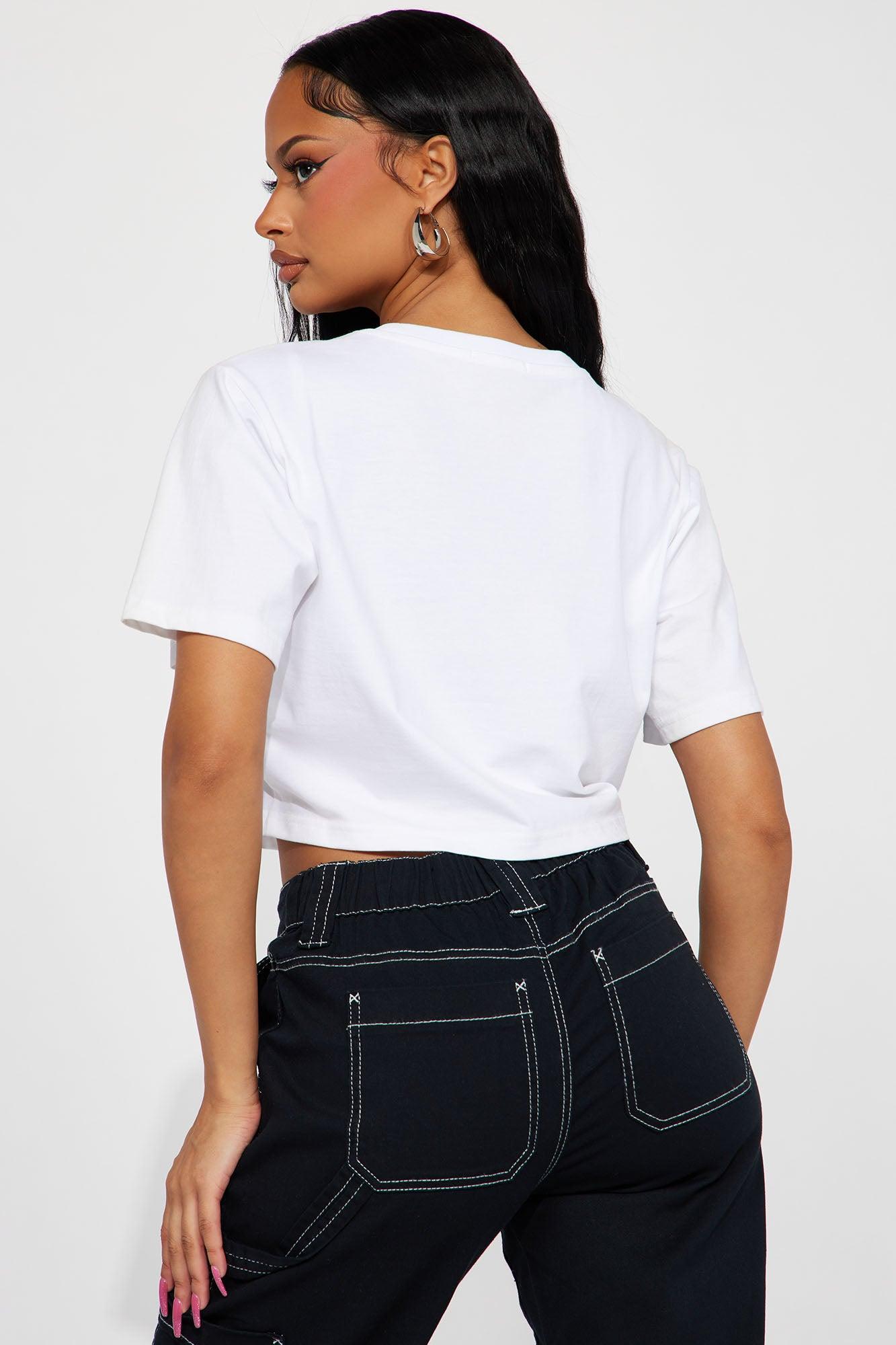 Elisa Relaxed Crop Tee - White Product Image