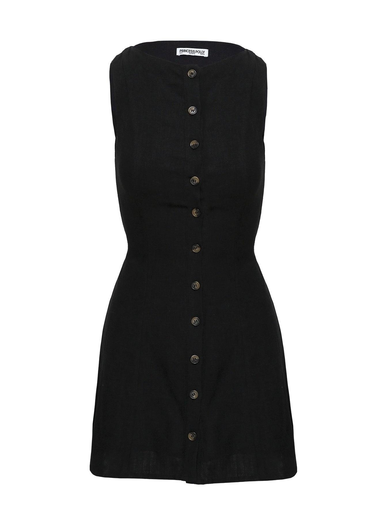 Dollie Linen Mini Dress Black Petite Product Image