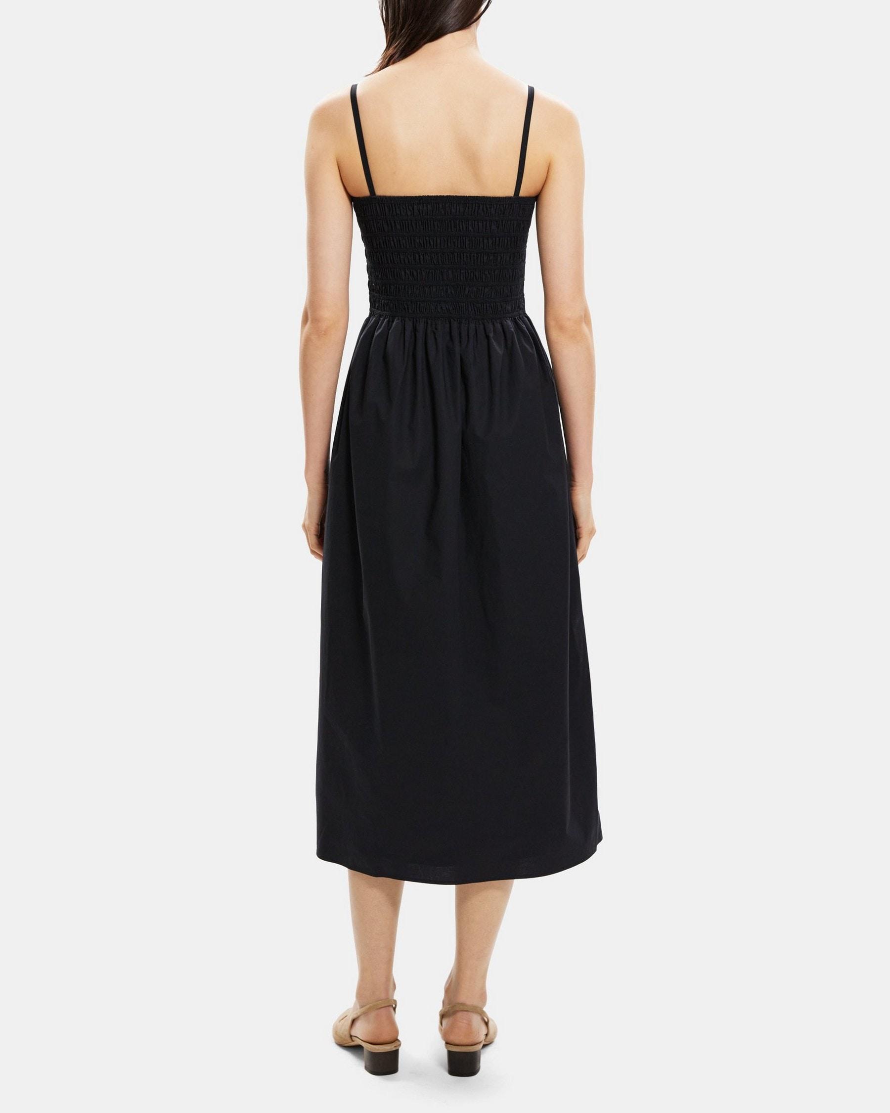 Smocked Midi Dress in Cotton Poplin Product Image