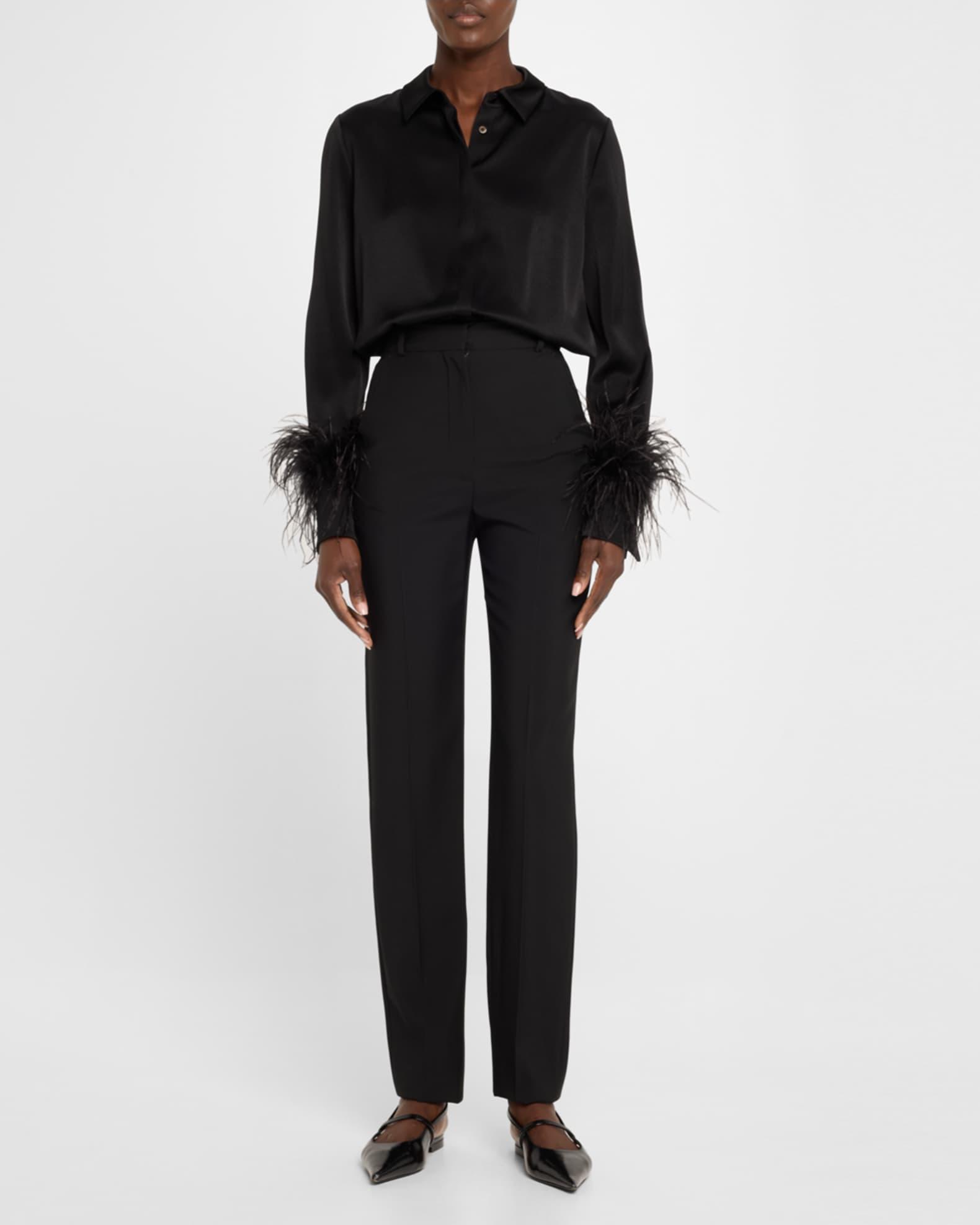 Murphy Feather-Trim Collared Blouse Product Image