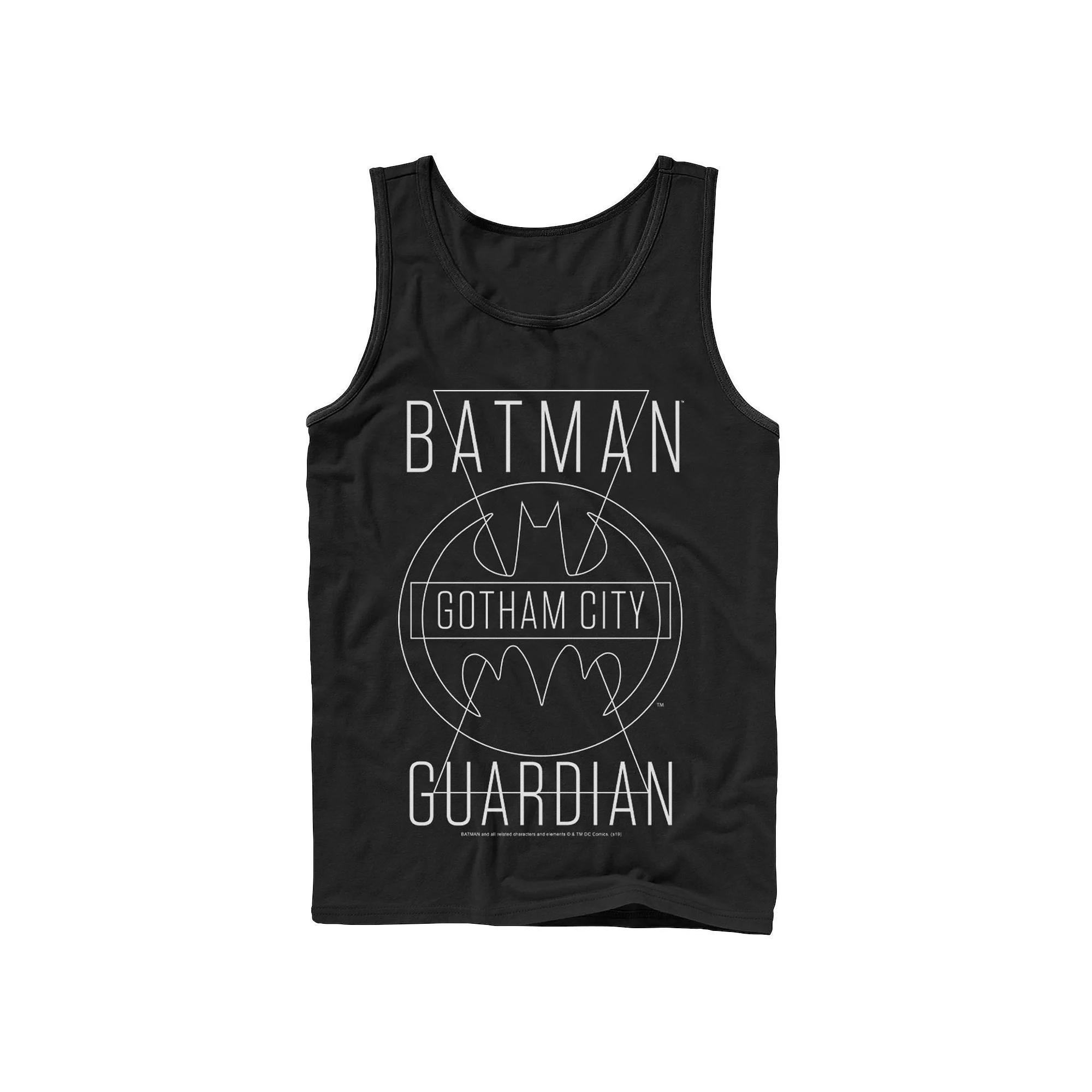 Men's DC Comics Batman Gotham City Guardian Text Poster Tank Top, Size: Small, Blue Product Image