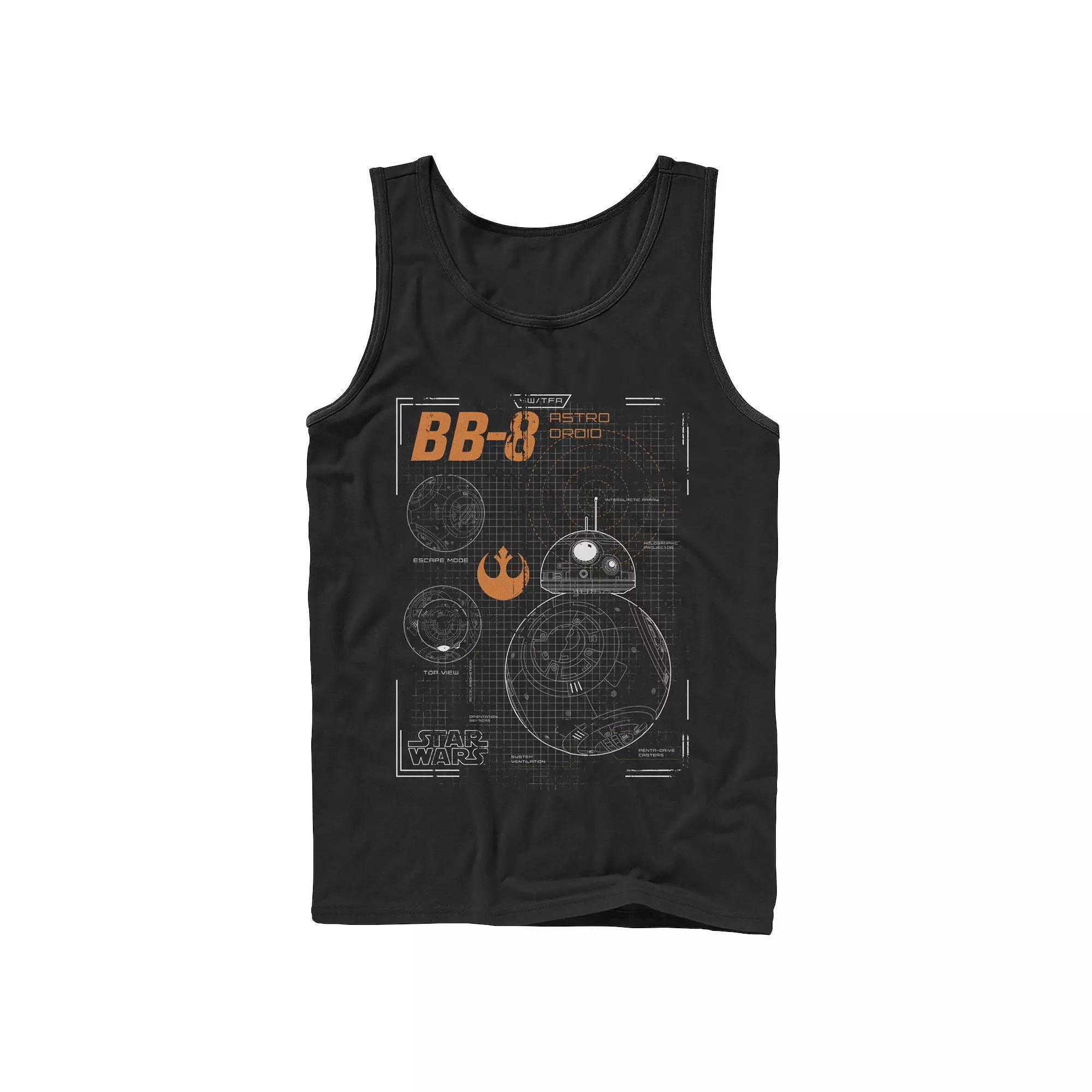 Men's Star Wars BB-8 Schematic Outline Tank Top, Size: XL, Black Product Image