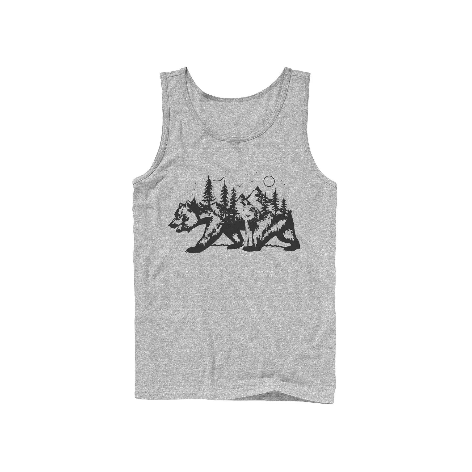 Men's Fifth Sun Camping Bear Silhouette Tank Top, Size: Large, Athletic Grey Product Image