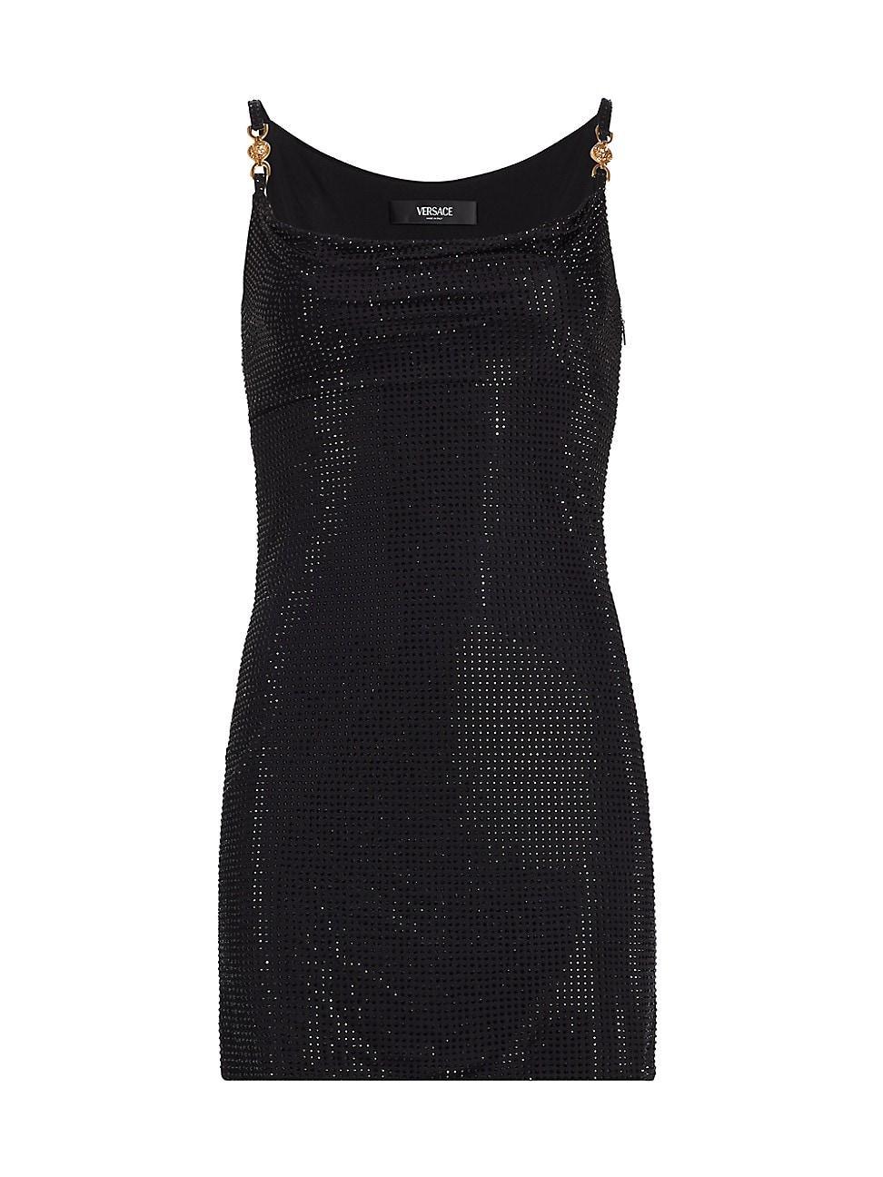 Cowl-Neck Strass Embellished Jersey Mini Slip Dress Product Image