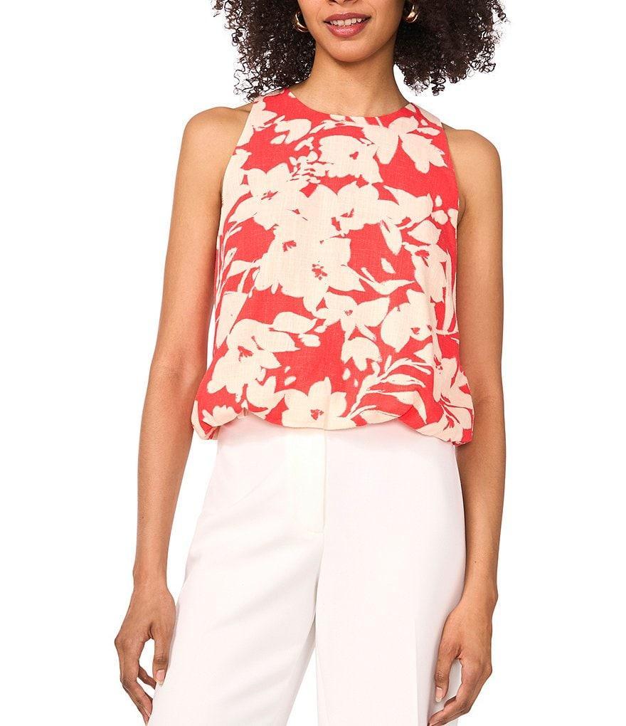 Vince Camuto Sleeveless Crew Neckline Balloon Hem Linen Tank Product Image