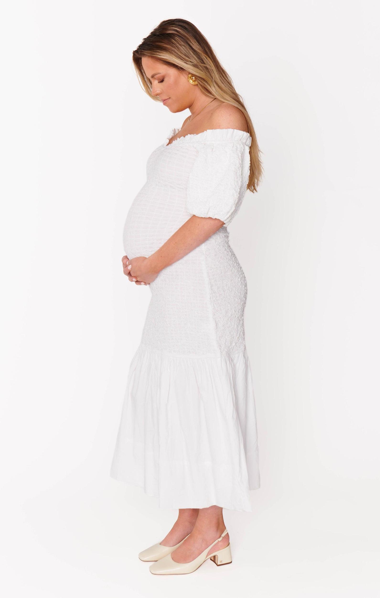 Rom Com Midi Dress ~ White Texture Stretch Product Image