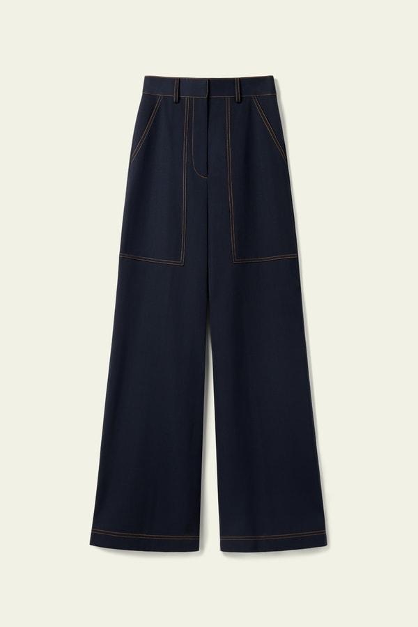 Denim-Inspired Wide Leg Wool Pants Product Image