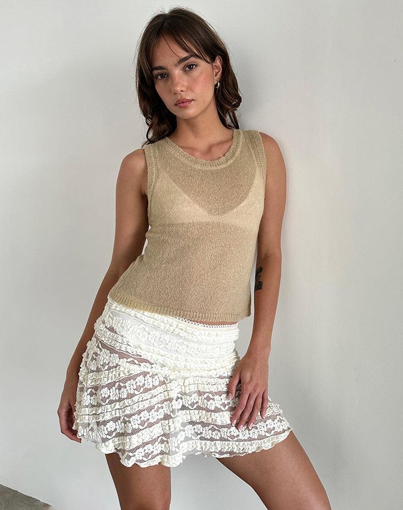 Salisha Tank Top in Natural Sheer Knit Female Product Image