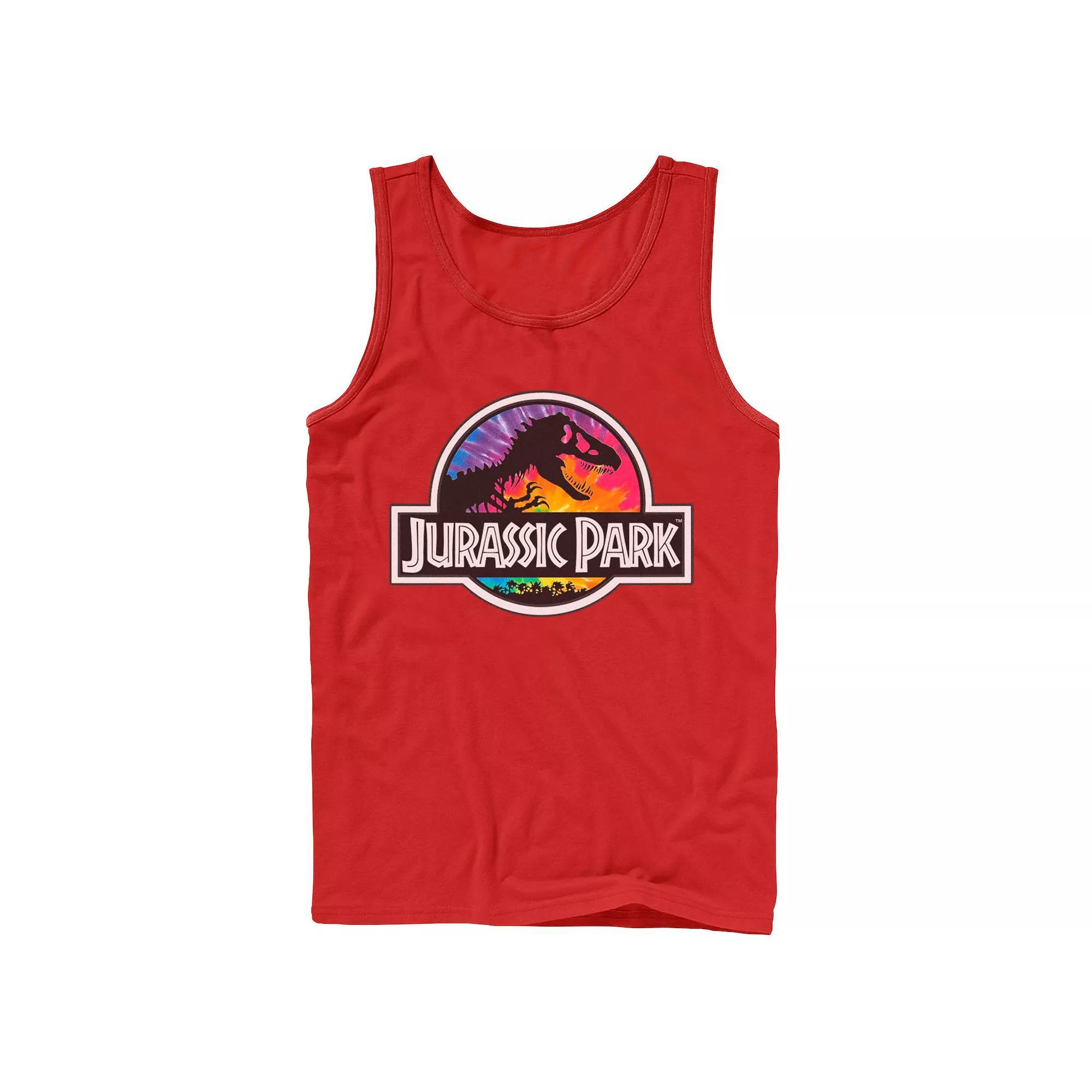 Men's Jurassic Park Tie Dye Classic Logo Tank Top, Size: Small, Grey Product Image