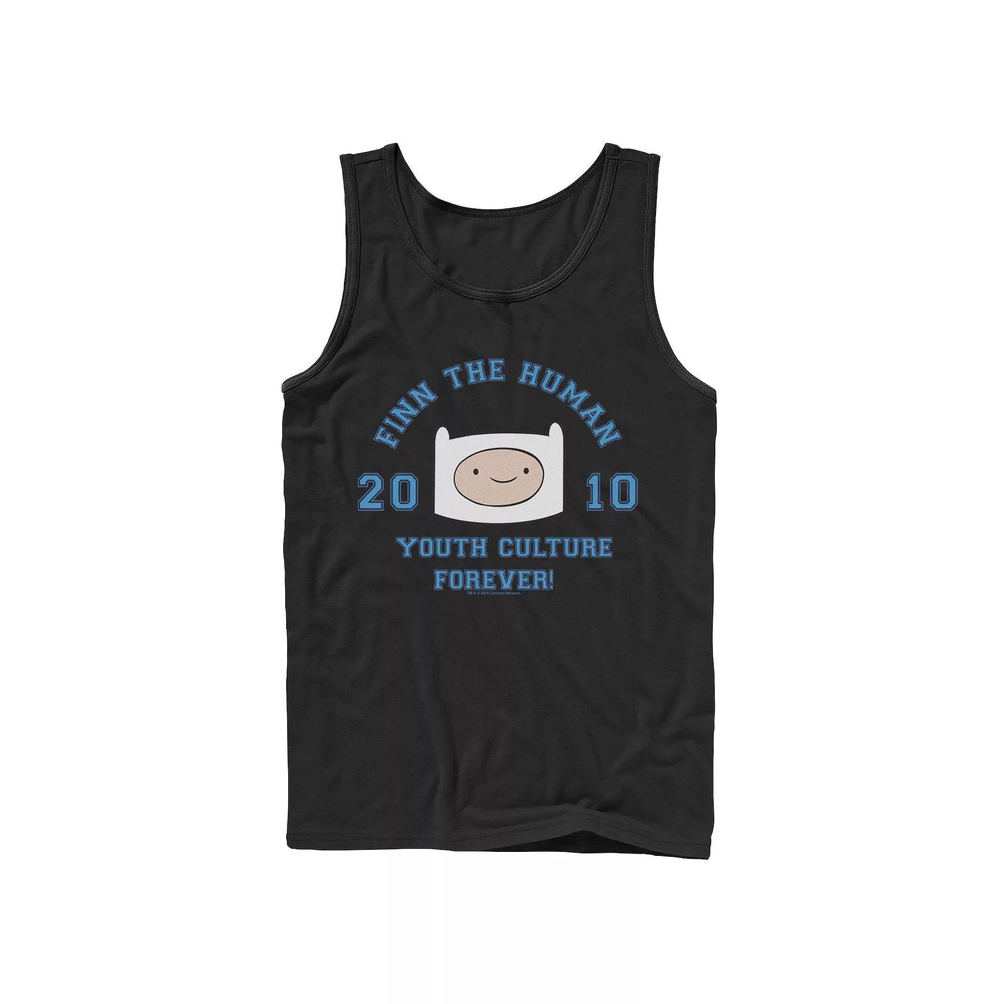 Men's Cartoon Network Adventure Time Finn The Human Youth Culture Forever Tank Top, Size: Large, Athletic Grey Product Image