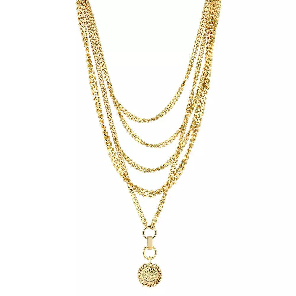 WINX 18k Gold Plated Multi Layer Chain Coin Pendant Necklace, Women's, Size: 18", Gold Tone Product Image