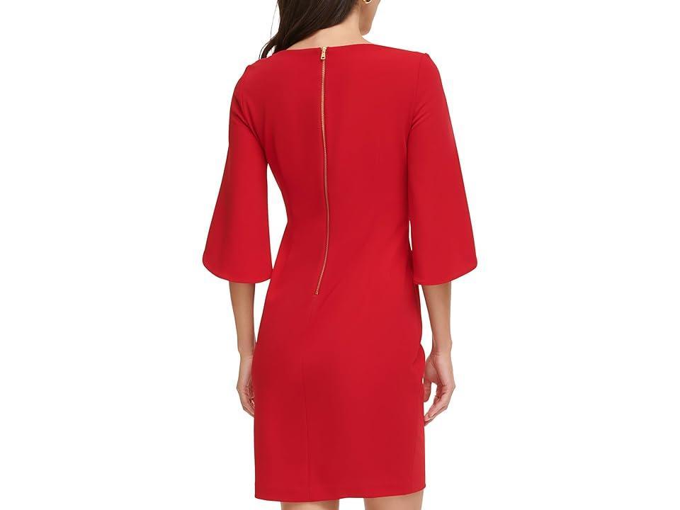 DKNY Open Sleeve Ruched Sheath (Scarlet) Women's Clothing Product Image