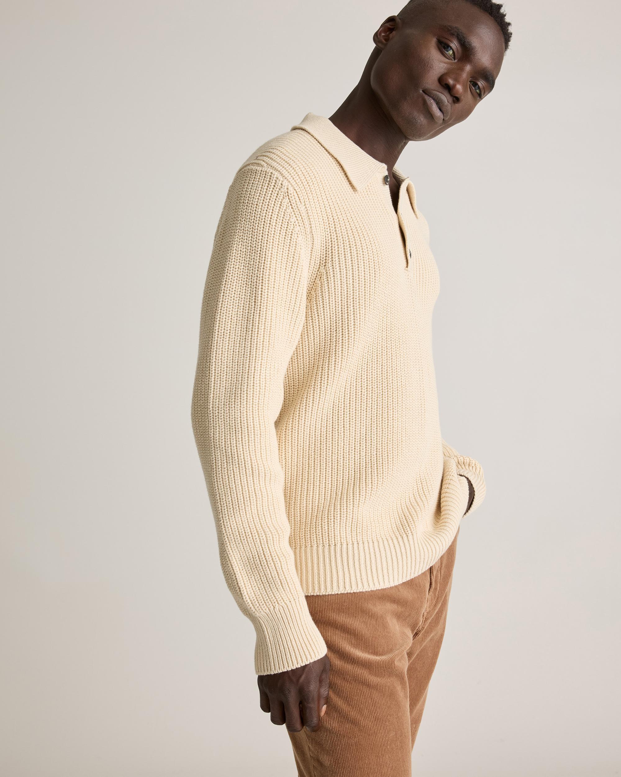 Quince | Men's Fisherman Polo Sweater Size XL, Organic Cotton Product Image