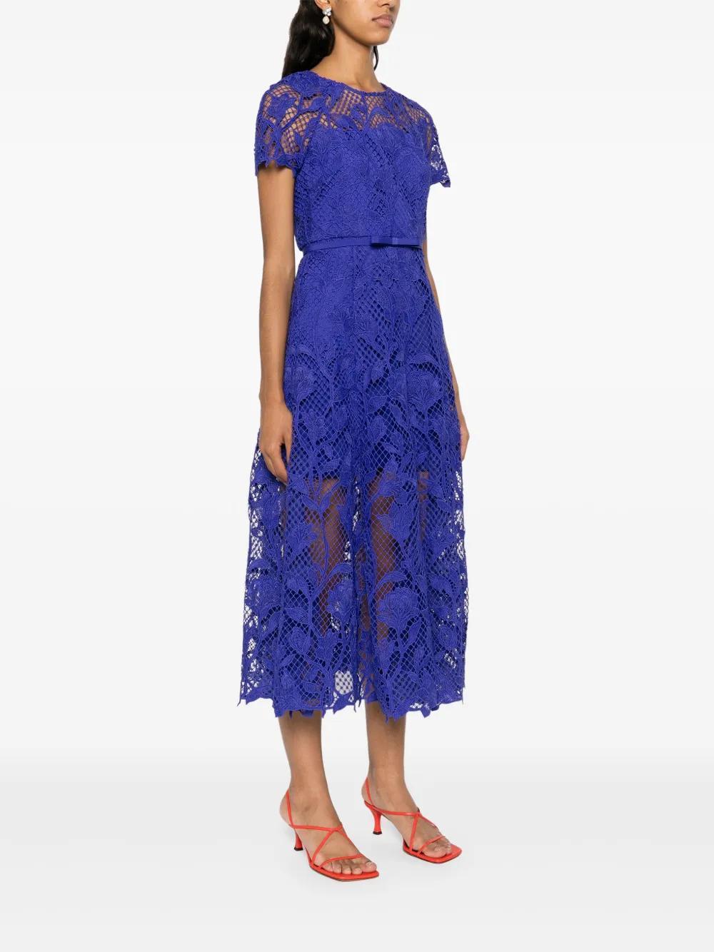 floral-lace belted midi dress Product Image