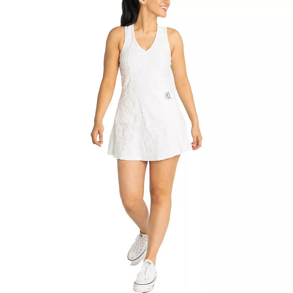 Women's Lusso White New York Yankees Tess Cheetah V-Neck Racerback Dress, Size: Small Product Image