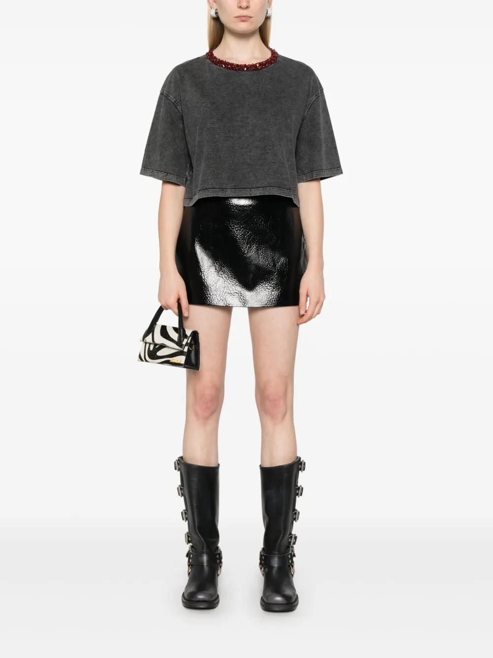 bead-embellished cropped T-shirt Product Image
