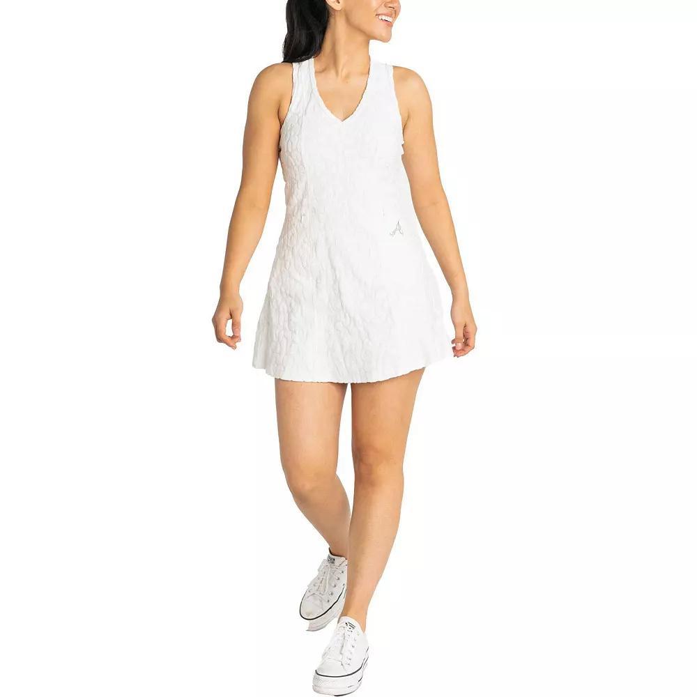 Women's Lusso White Atlanta Braves Tess Cheetah V-Neck Racerback Dress, Size: Large Product Image