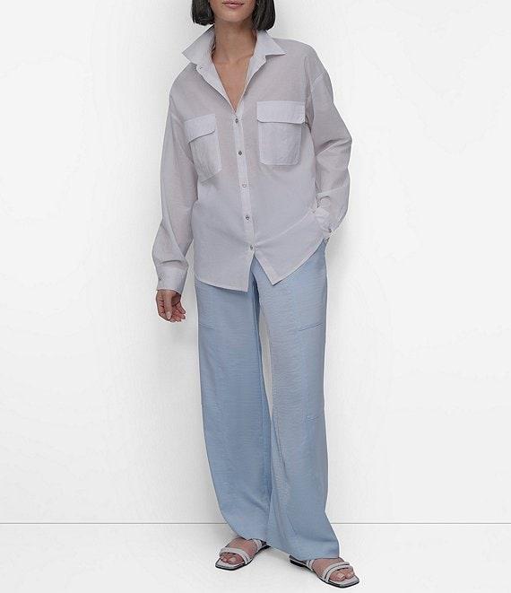 DKNY by Donna Karan Cotton Voile Long Sleeve Button Front Shirt Product Image
