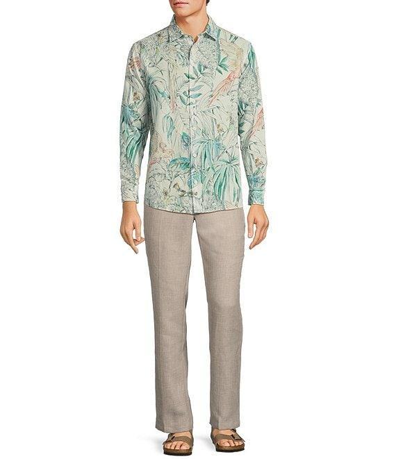 Caribbean Watercolor Linen Long Sleeve Woven Shirt Product Image