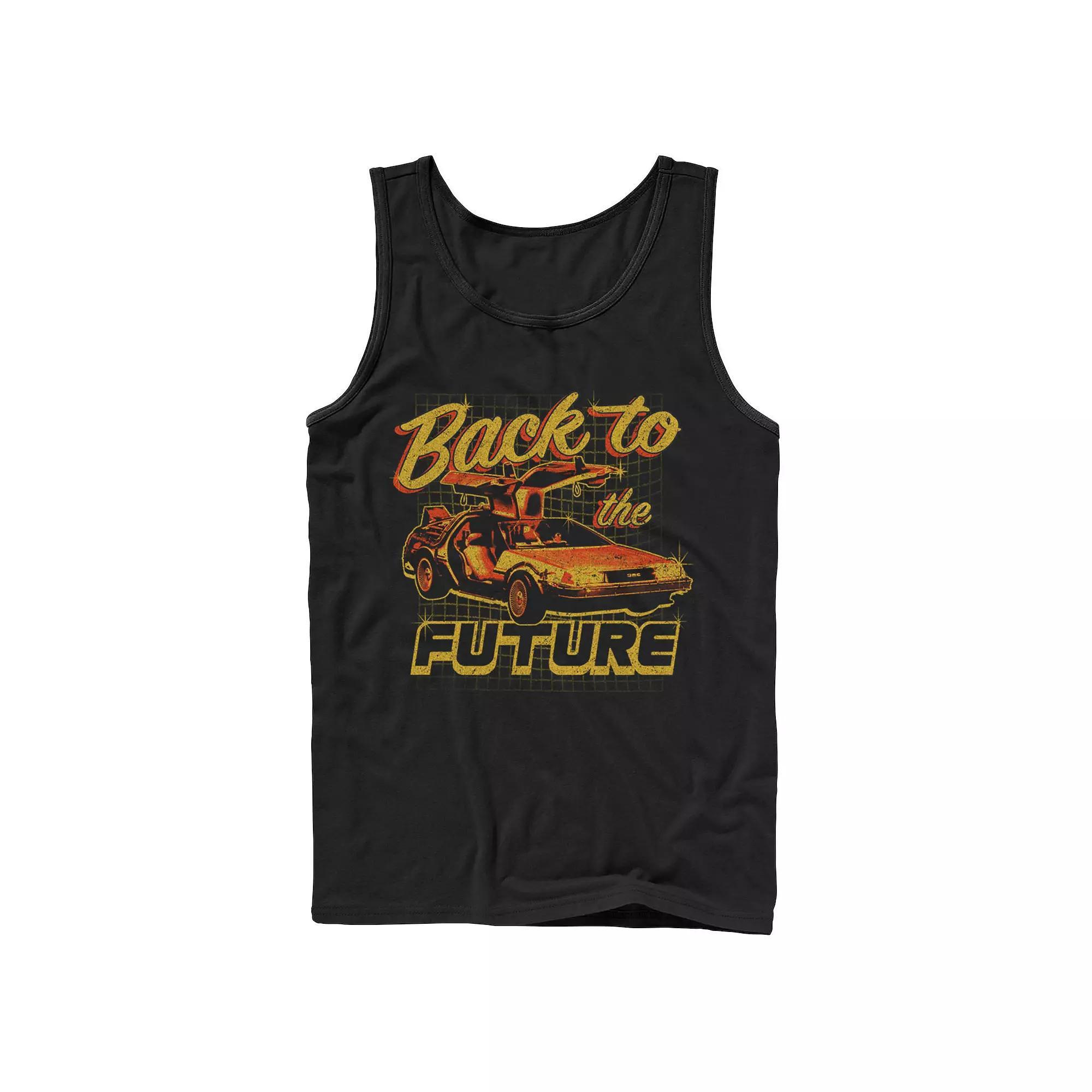 Men's Back To The Future Red And Orange Car Tank Top, Size: XL, Black Product Image