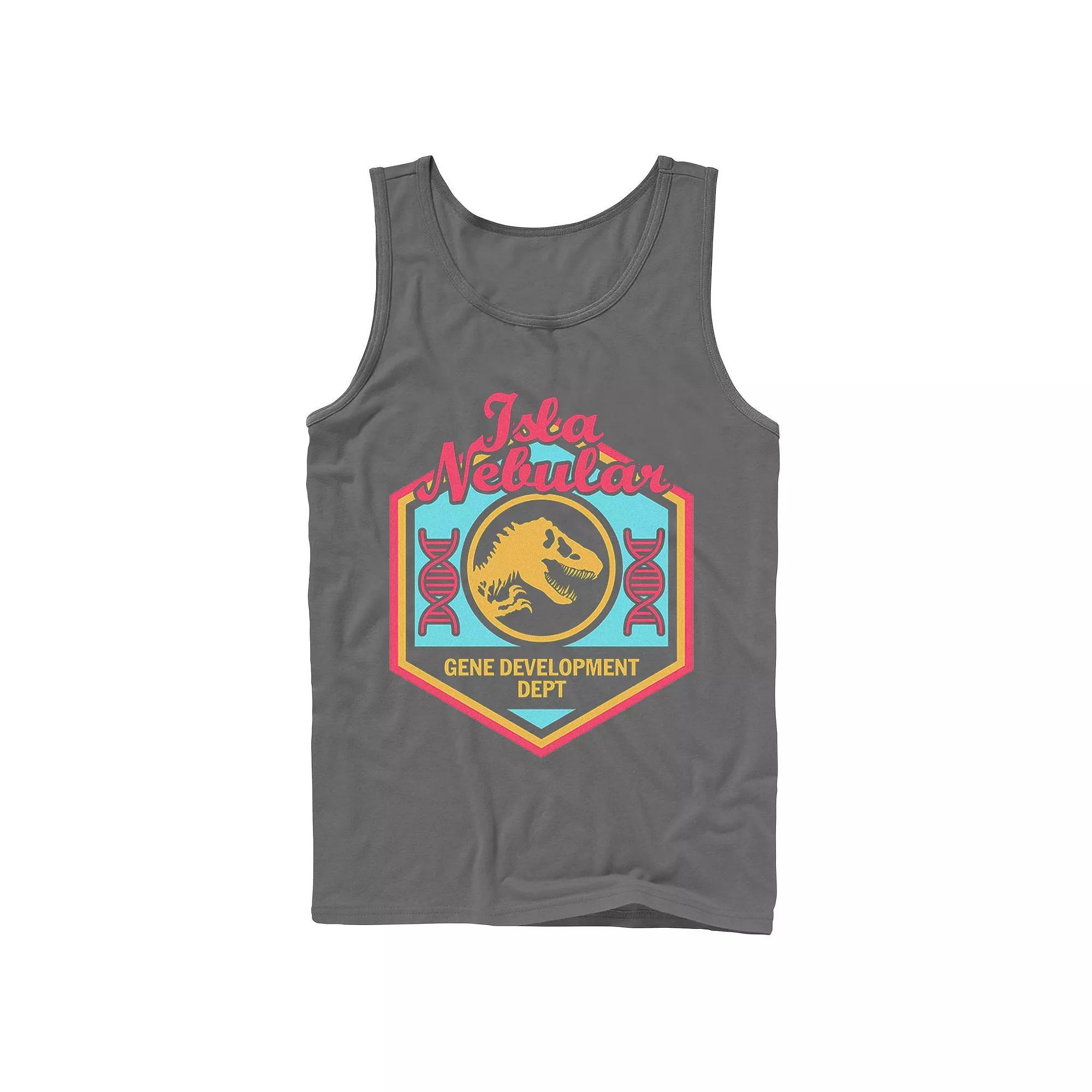 Men's Jurassic World Isla Nebular Gene Dept. Badge Tank Top, Size: Large, Black Product Image