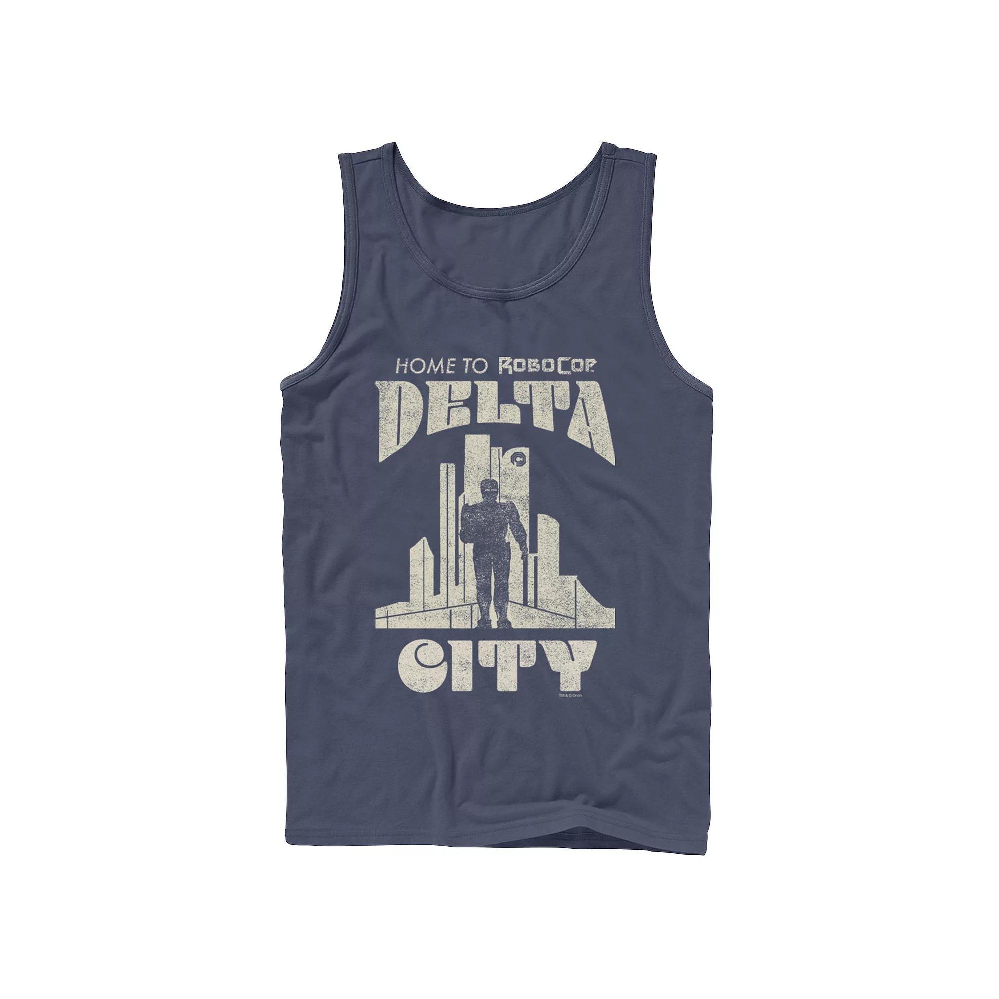 Mens RoboCop Delta City Home To RoboCop Silhouette Tank Top Blue Product Image