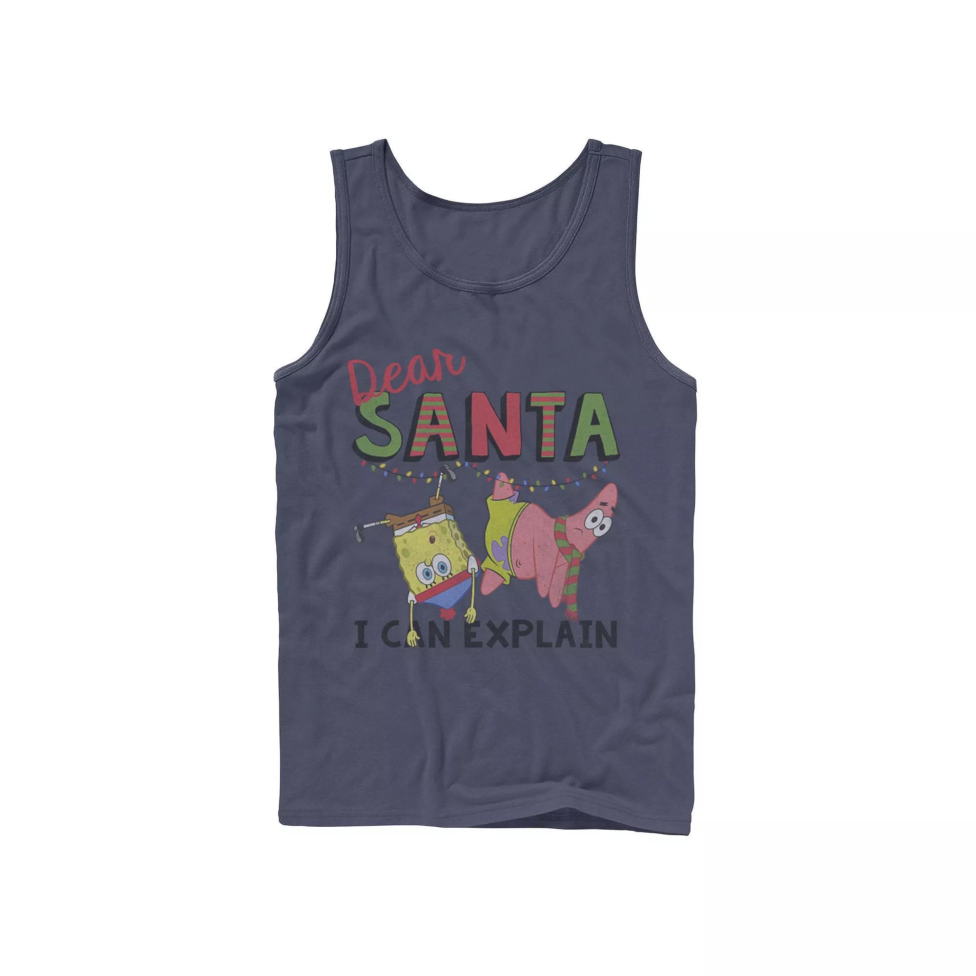 Men's Nickelodeon SpongeBob SquarePants Santa I Can Explain Graphic Tank Top, Size: Small, Blue Product Image