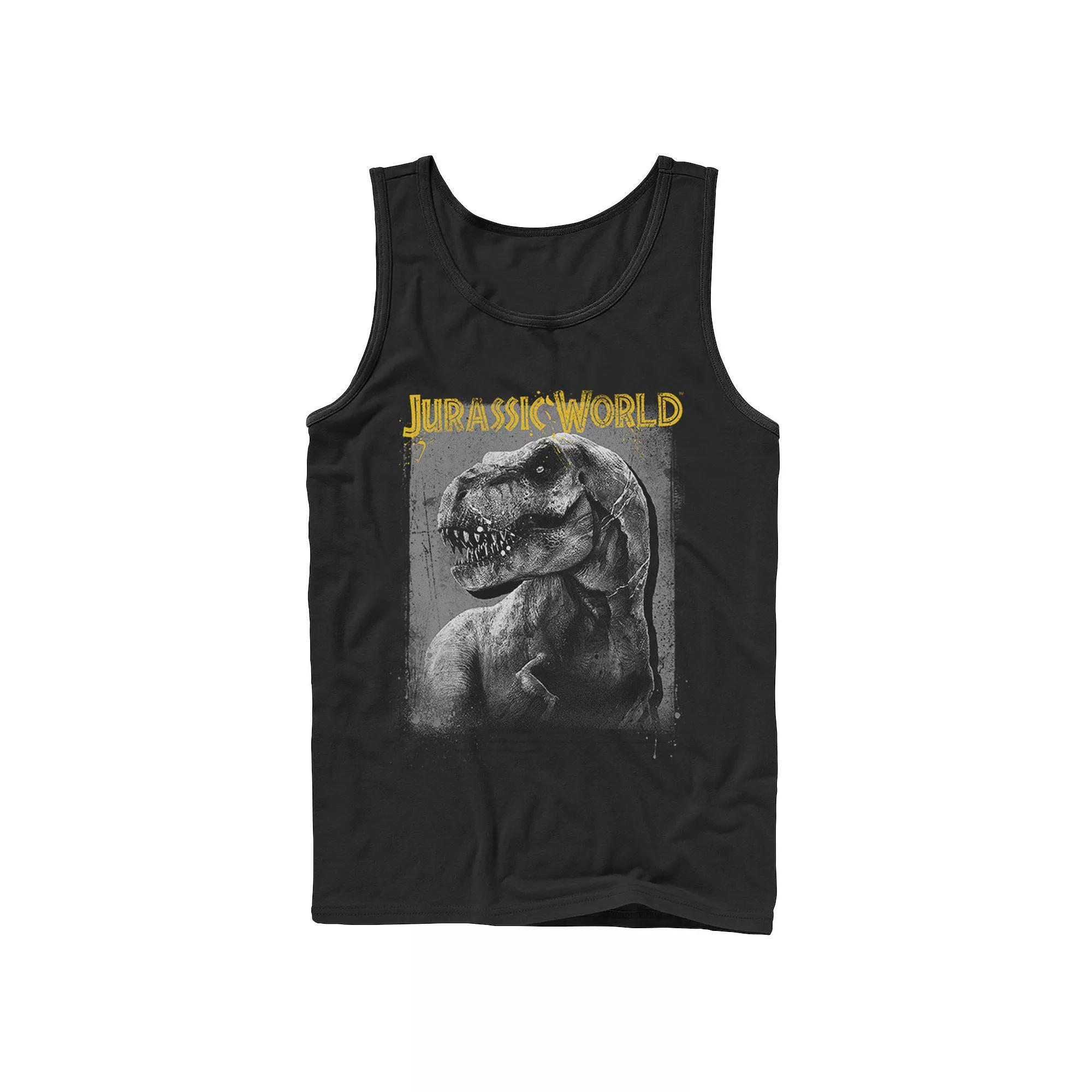 Men's Jurassic World T-Rex Profile Shading Graphic Tank Top, Size: Large, Black Product Image