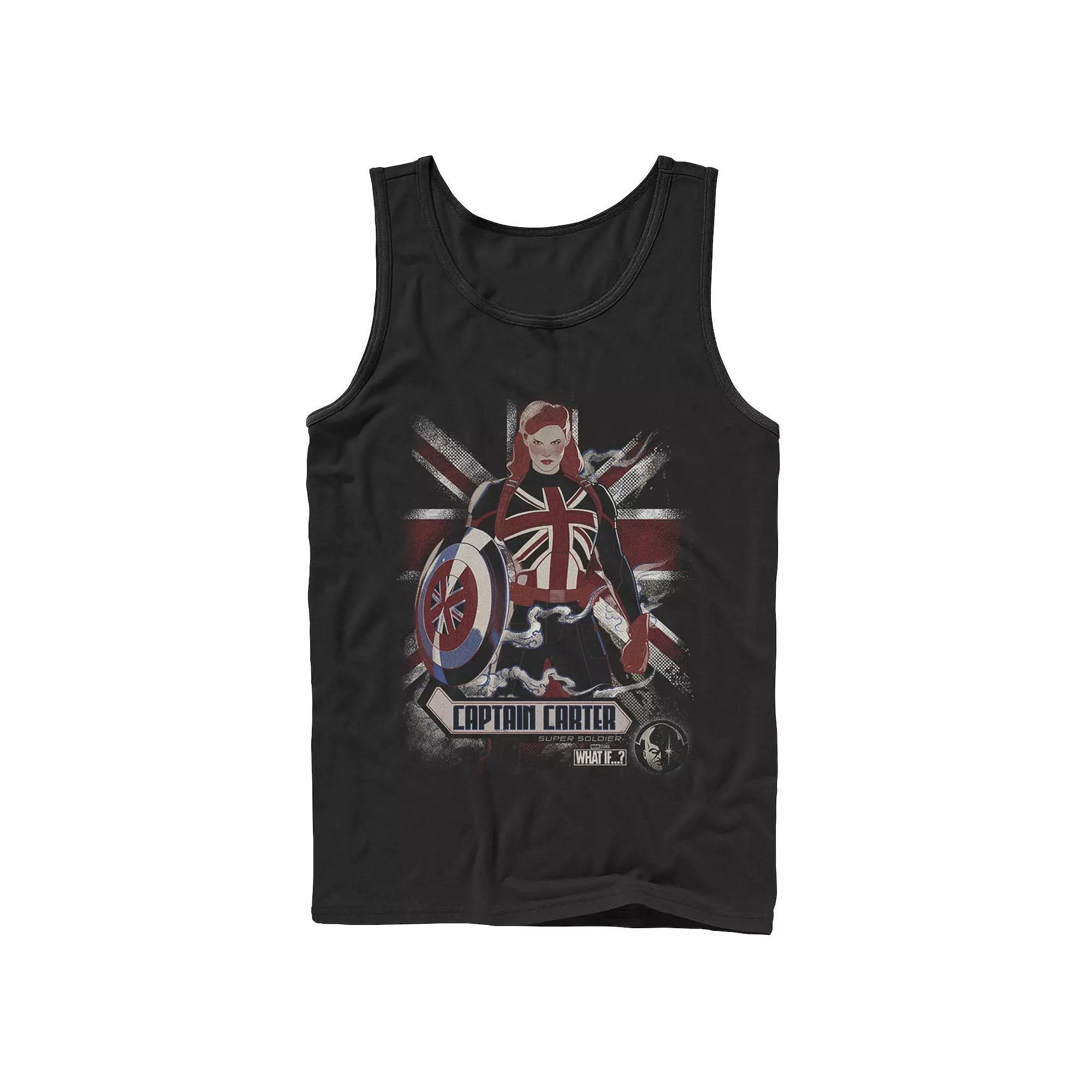 Men's Marvel What If Captain Carter Flag Poster Tank Top, Boy's, Size: Large, Black Product Image