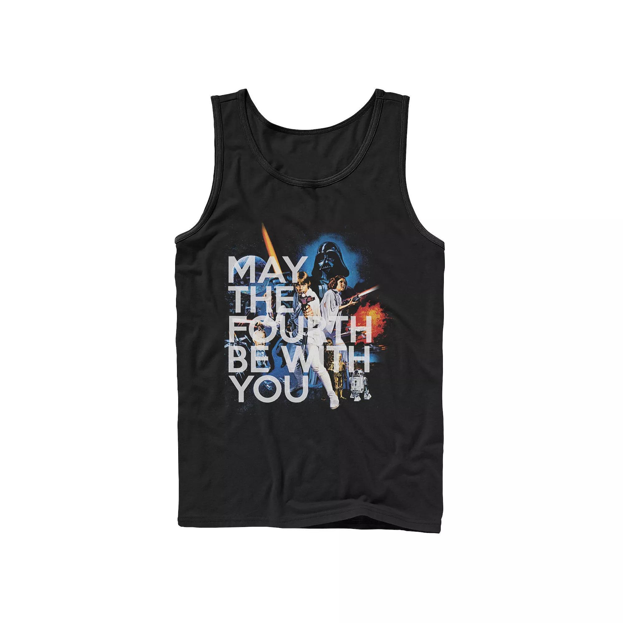 Men's Star Wars May The Fourth Be With You Vintage Movie Poster Tank Top, Size: Large, Black Product Image
