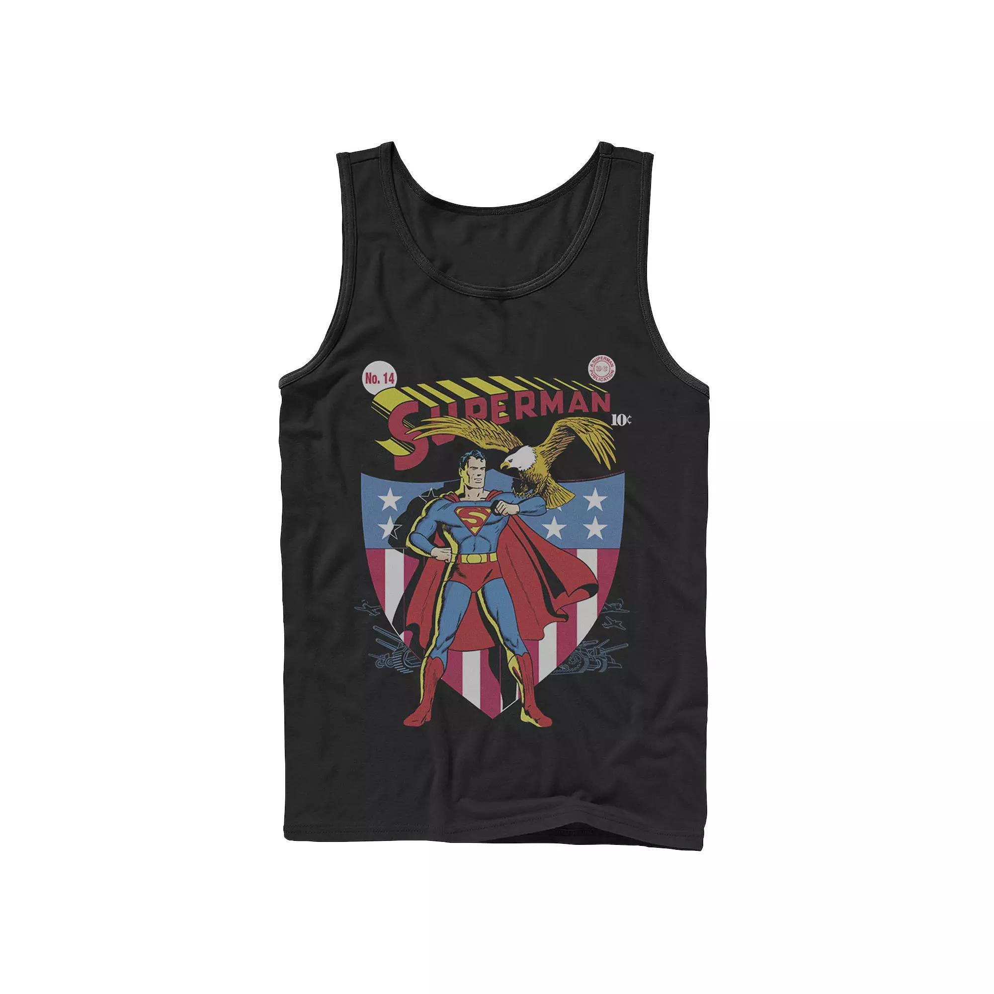 Men's DC Comics Superman Stars And Stripes Poster Tank Top, Size: Small, Blue Product Image