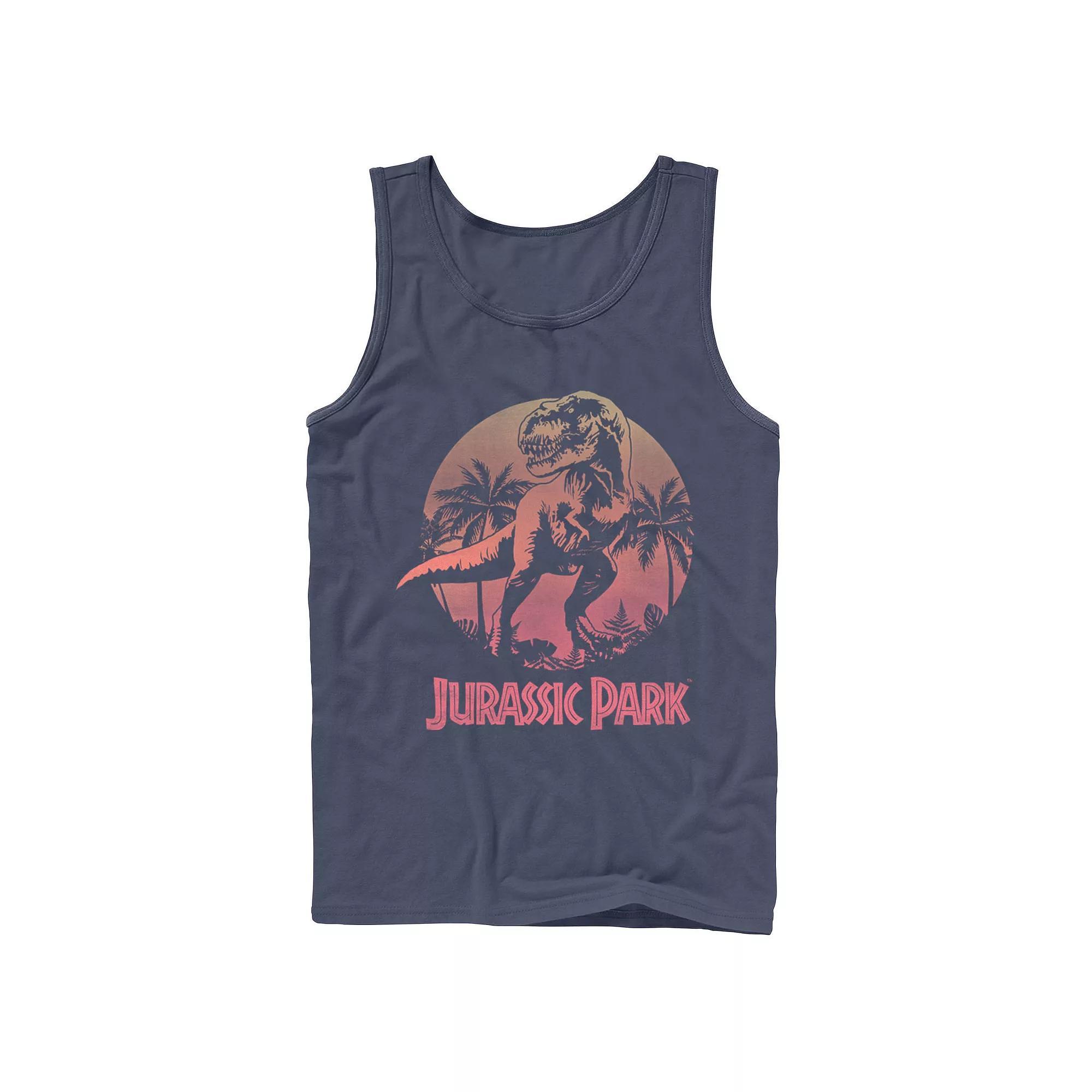 Men's Jurassic Park T-Rex Gradient Sunset Tank Top, Size: Small, Grey Product Image