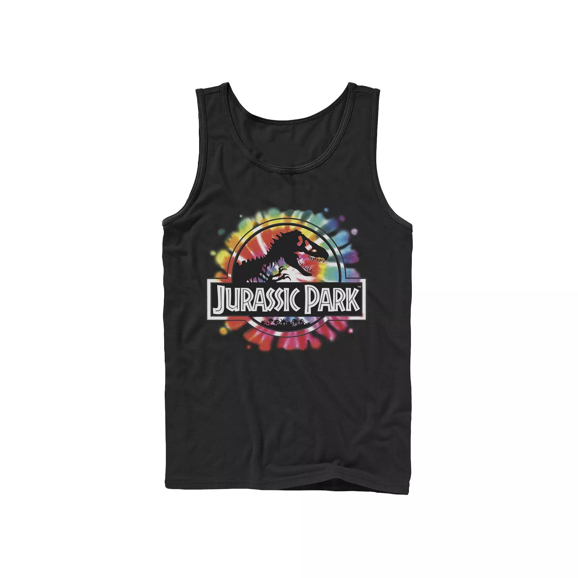 Mens Jurassic Park Classic Logo Tie Dye Graphic Tank Top Product Image