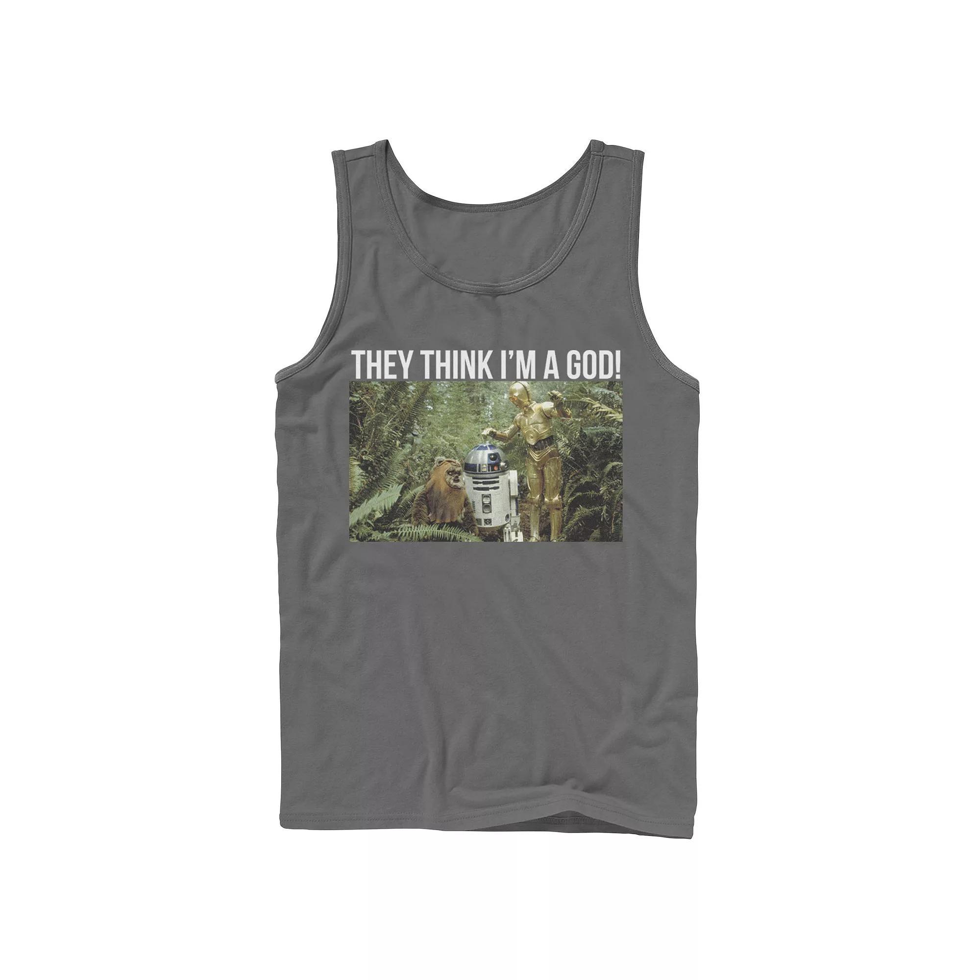 Men's Star Wars They Think I'm A God Portrait Tank Top, Size: XL, Grey Product Image