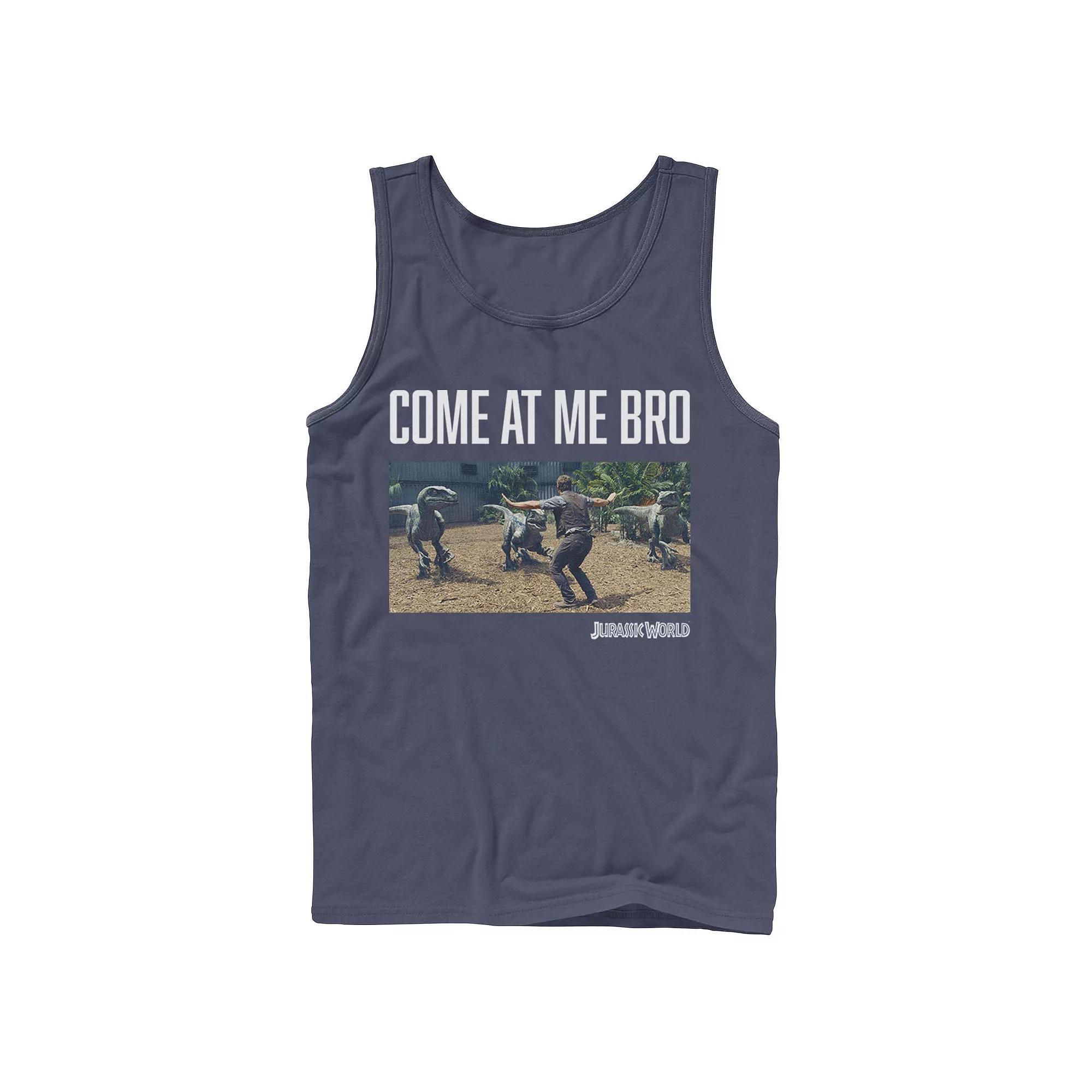 Men's Jurassic World Come At Me Bro Movie Still Graphic Tank Top, Size: Small, Blue Product Image