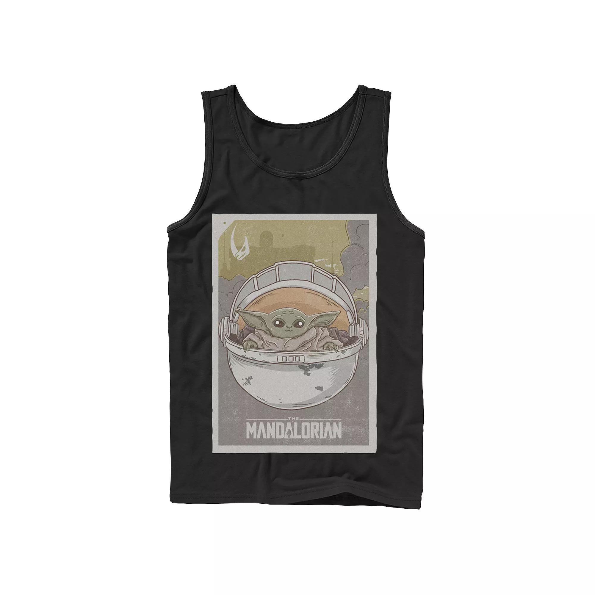 Men's Star Wars The Mandalorian The Child aka Baby Yoda Poster Tank Top, Size: Small, Grey Product Image