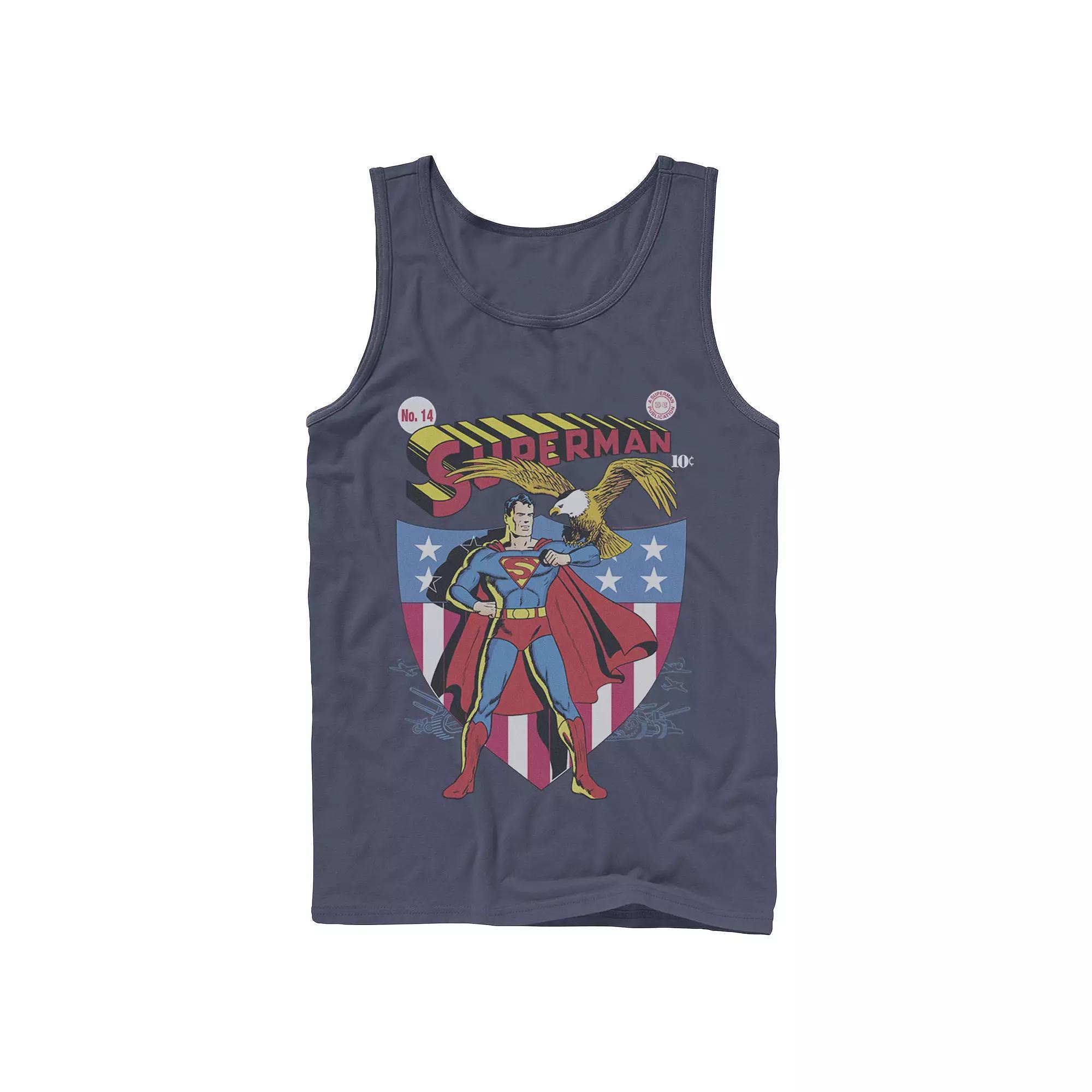 Men's DC Comics Superman Stars And Stripes Poster Tank Top, Size: Small, Blue Product Image