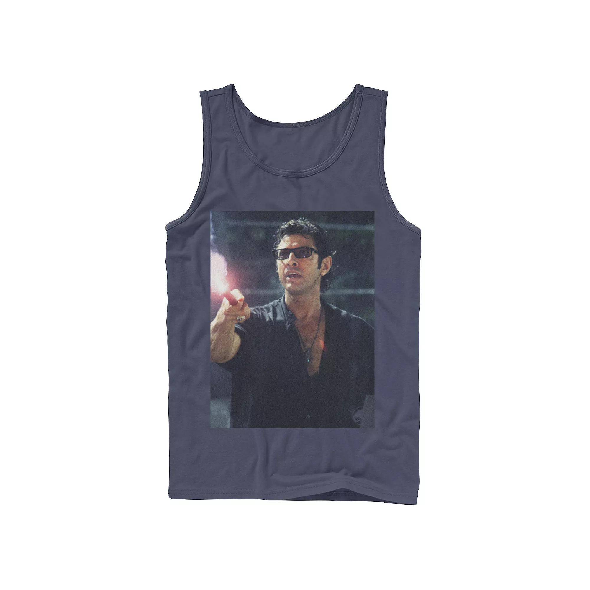 Men's Jurassic Park Ian Malcolm Road Flare Photo Graphic Tank Top, Size: Large, Athletic Grey Product Image