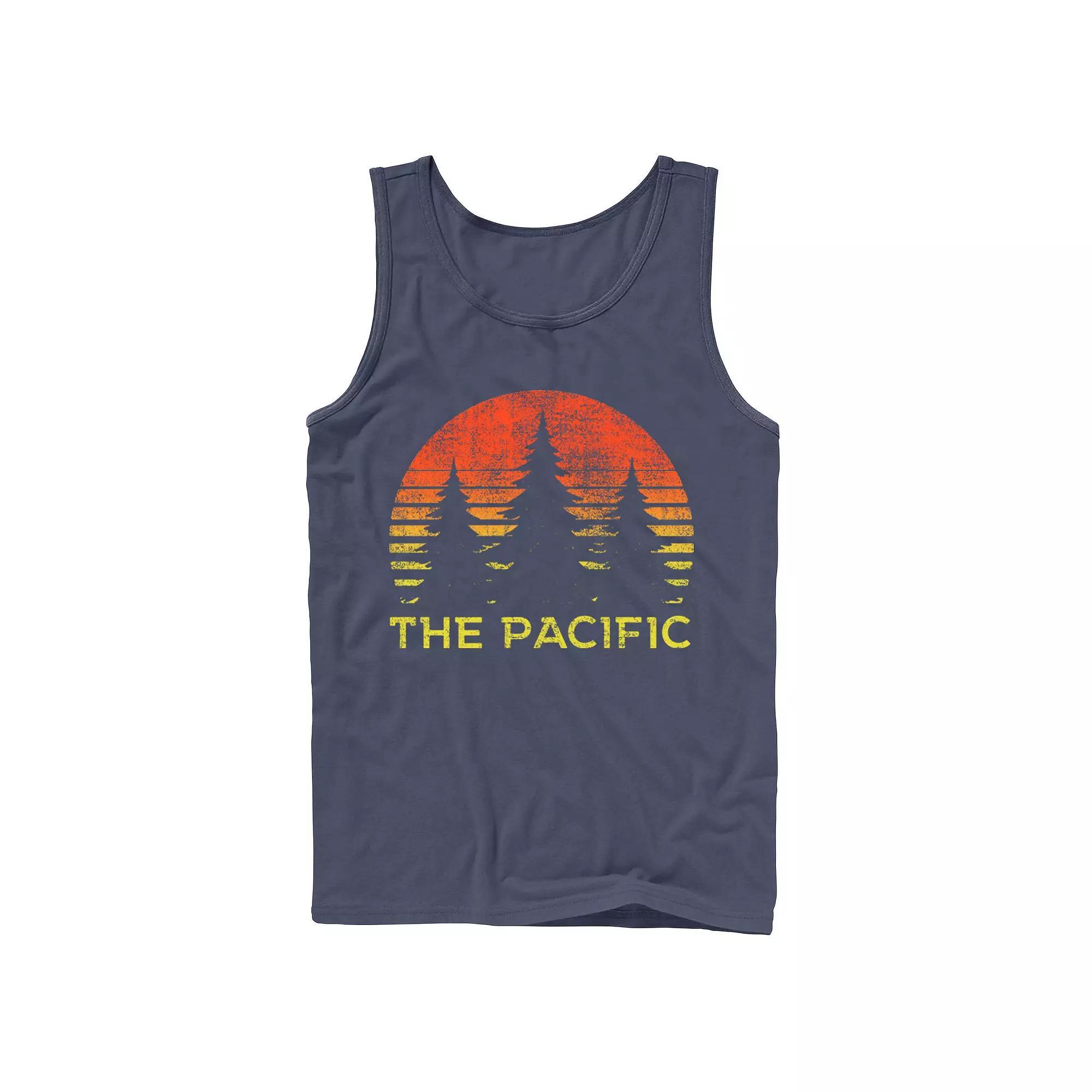 Mens The Pacific Trees Sunset Circle Sketch Tank Top Blue Product Image