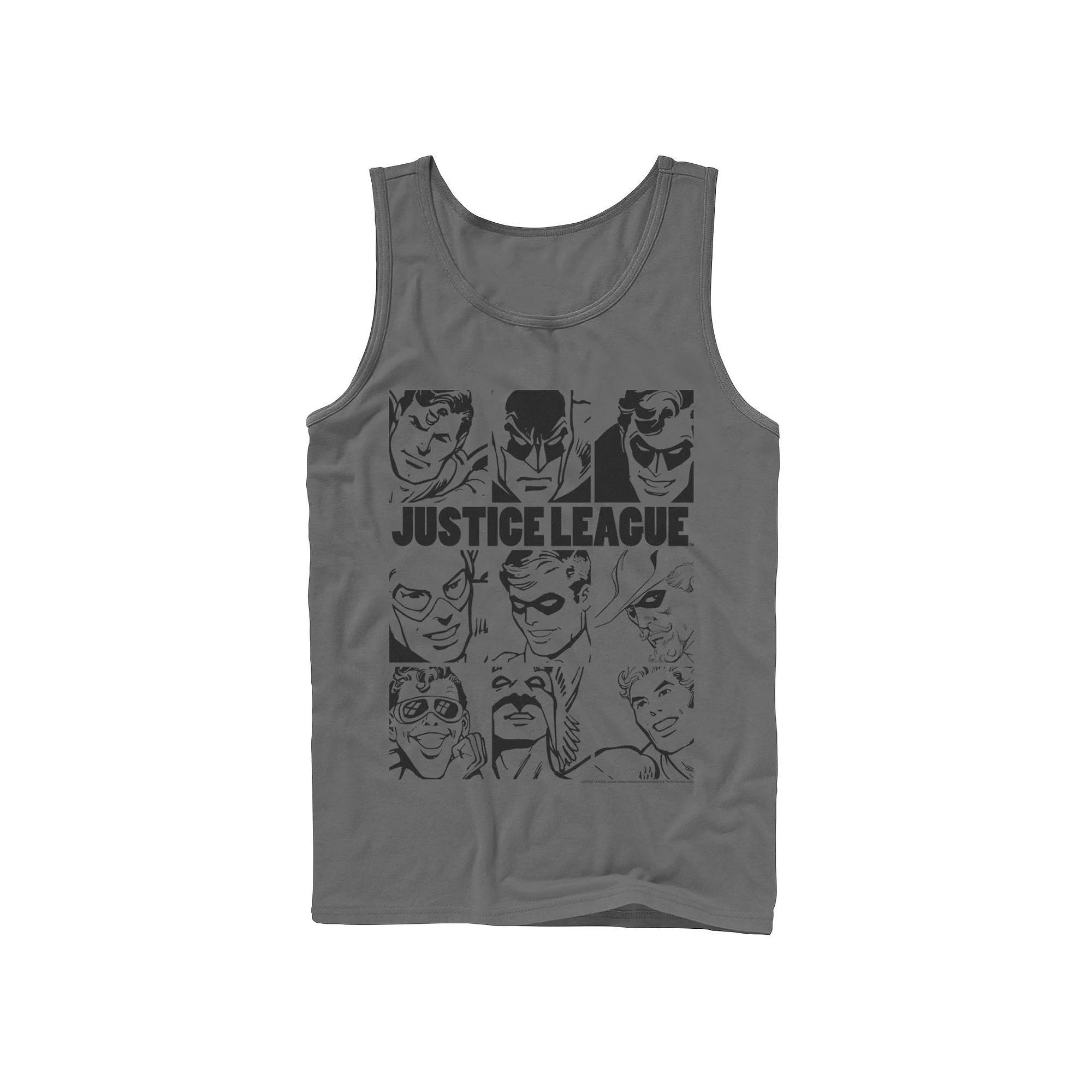 Mens DC Comics Justice League Group Shot Panel Poster Tank Top Athletic Grey Product Image
