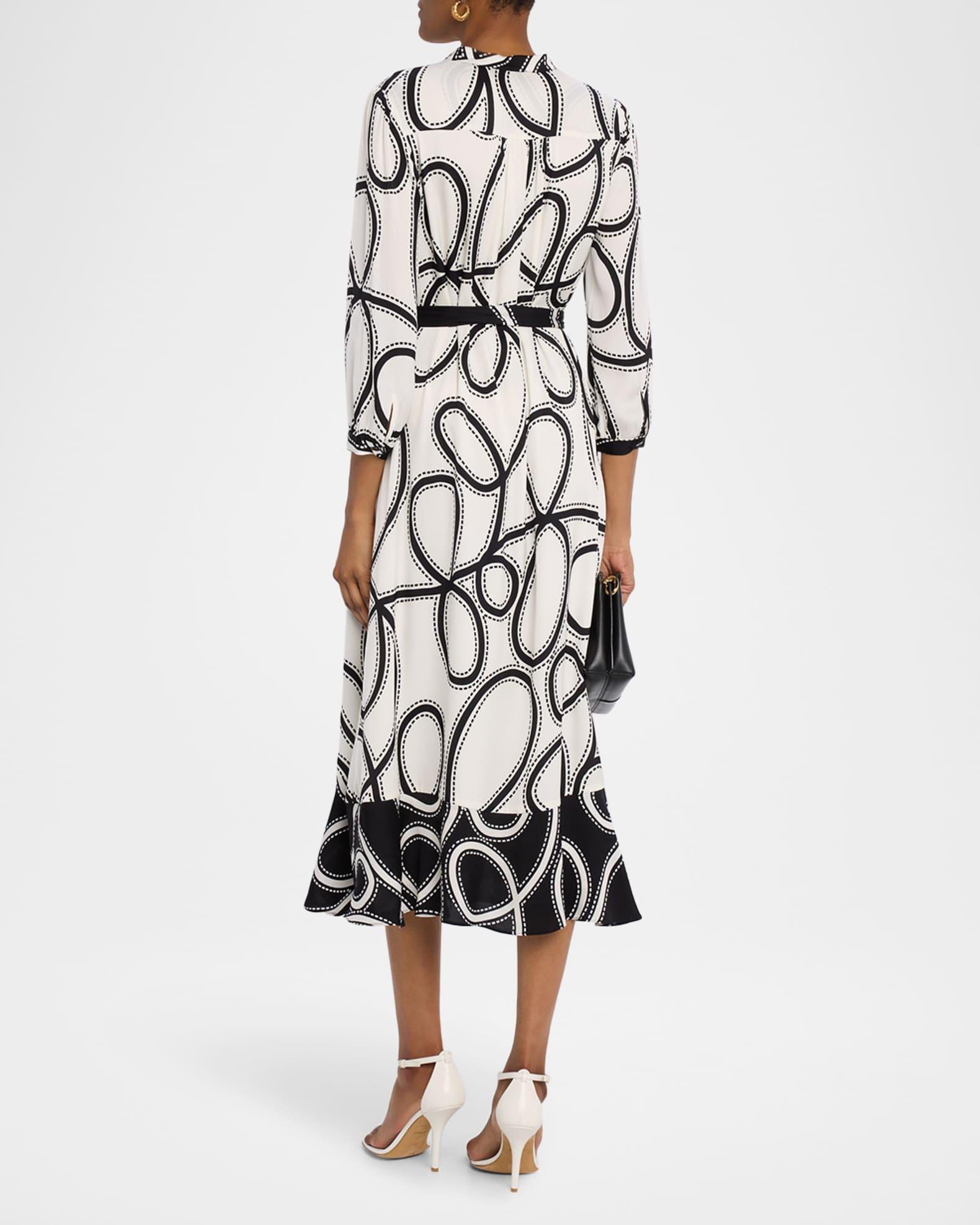 The Mila Dotted Swirl-Print Pintuck Midi Dress Product Image