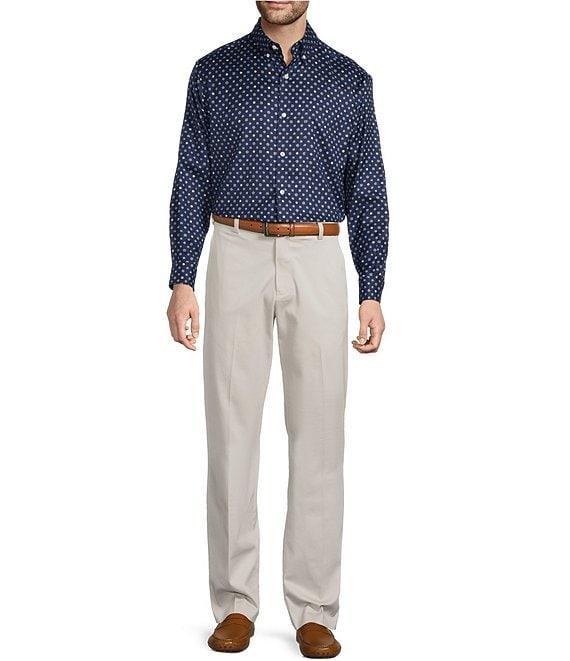 Roundtree & Yorke Big & Tall Long Sleeve Geo Print Oxford Sport Shirt Product Image