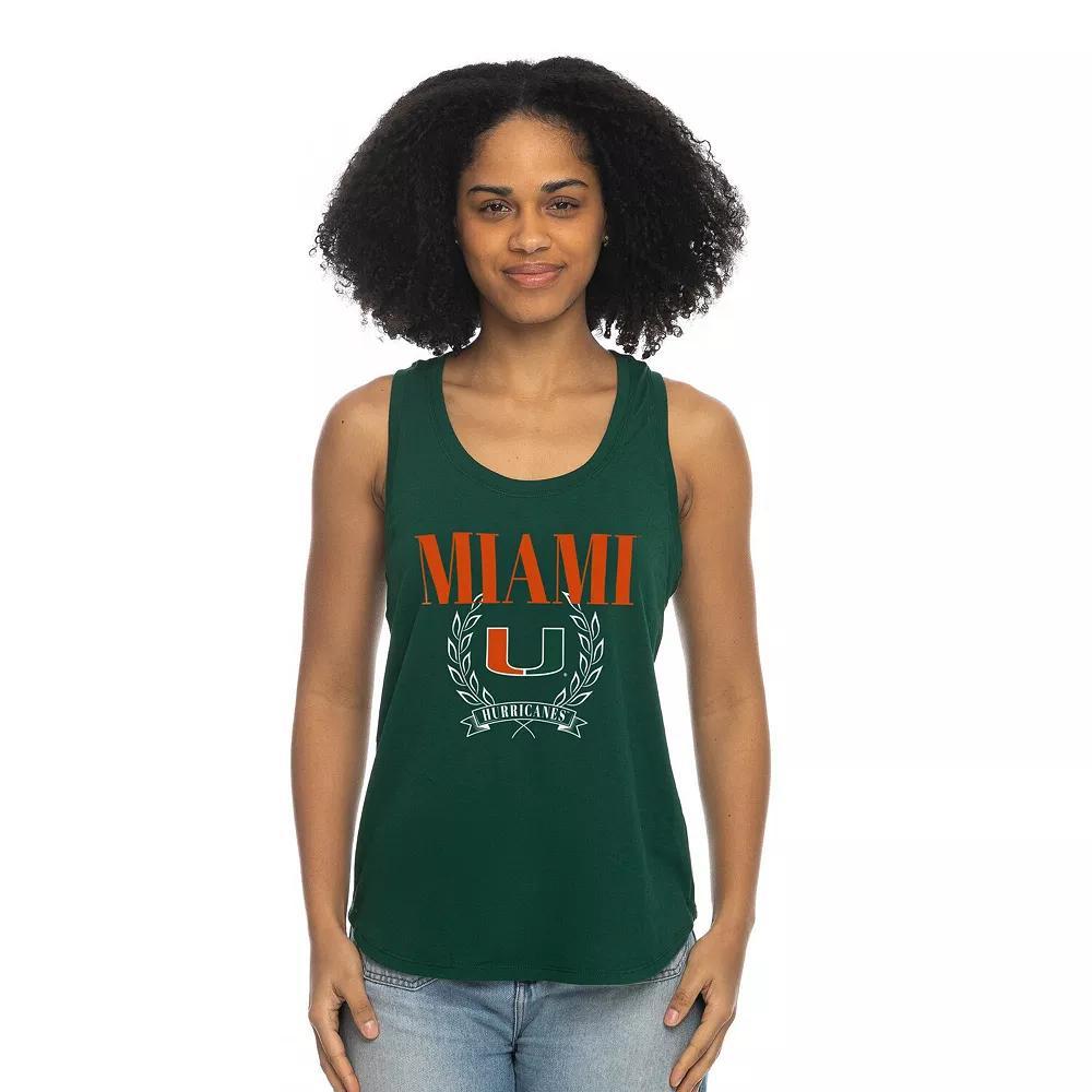 Women's ZooZatz Green Miami Hurricanes Everyday Tri-Blend Tank Top, Size: Medium Product Image