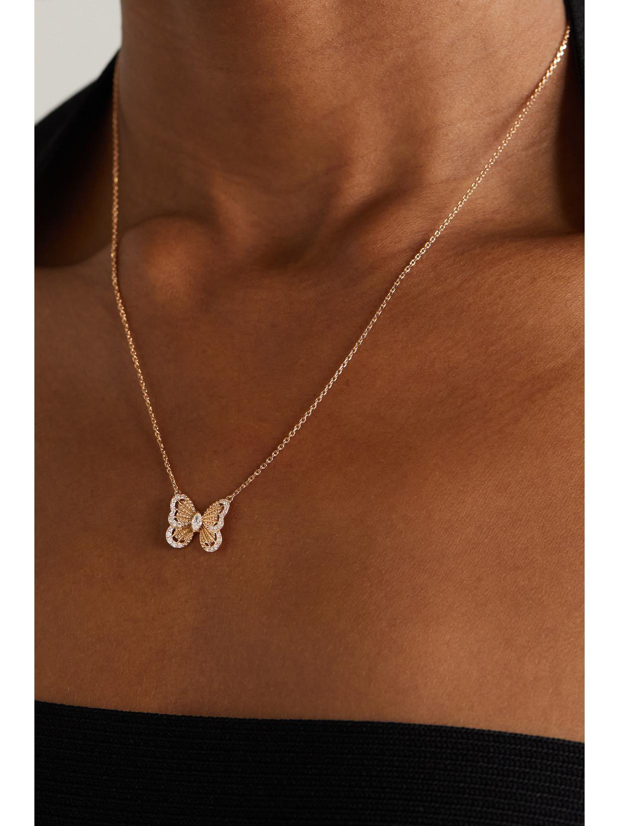 DE BEERS Portraits Of Nature Butterfly 18-karat Rose Gold Diamond Necklace Product Image