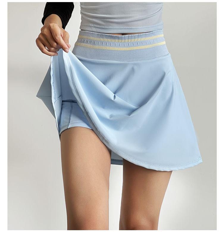 High Rise Striped Waistband Sweat Skirt Product Image