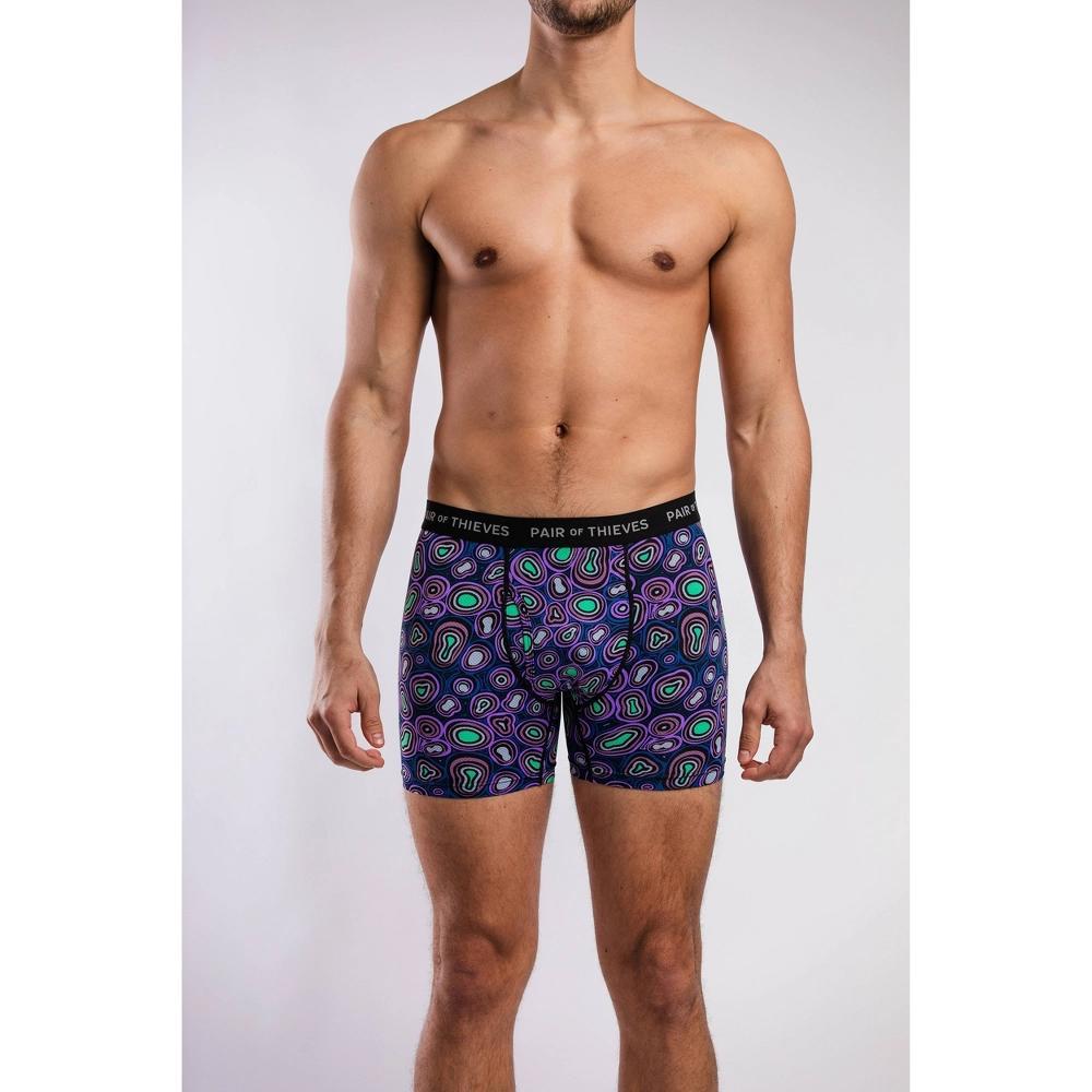 Pair of Thieves Men's Super Fit Boxer Briefs 2pk - Purple Amoeba XL: Mid Rise, Microfiber, Elastic Waistband Product Image