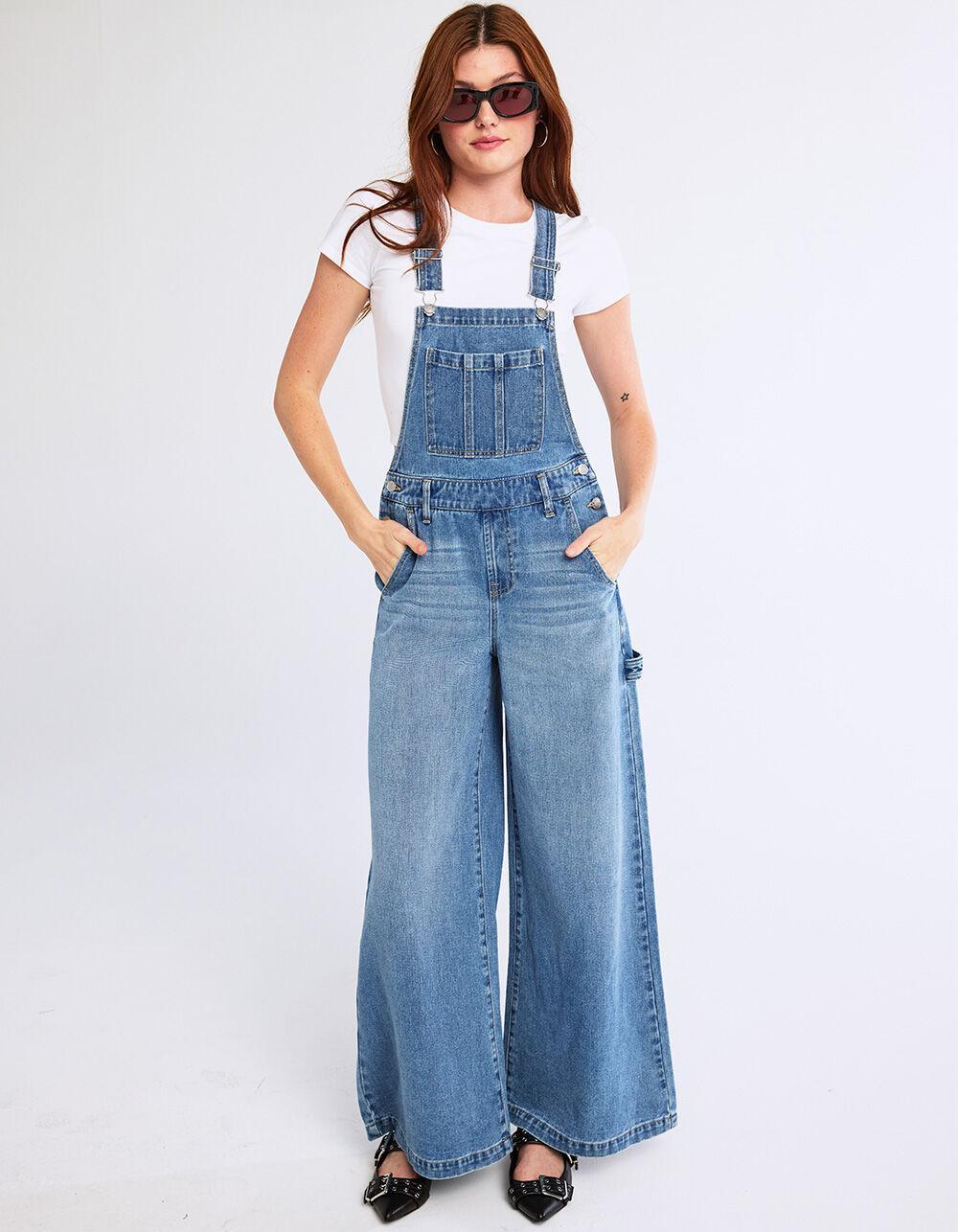 RSQ Womens Wide Leg Overalls - MEDIUM WASH Product Image
